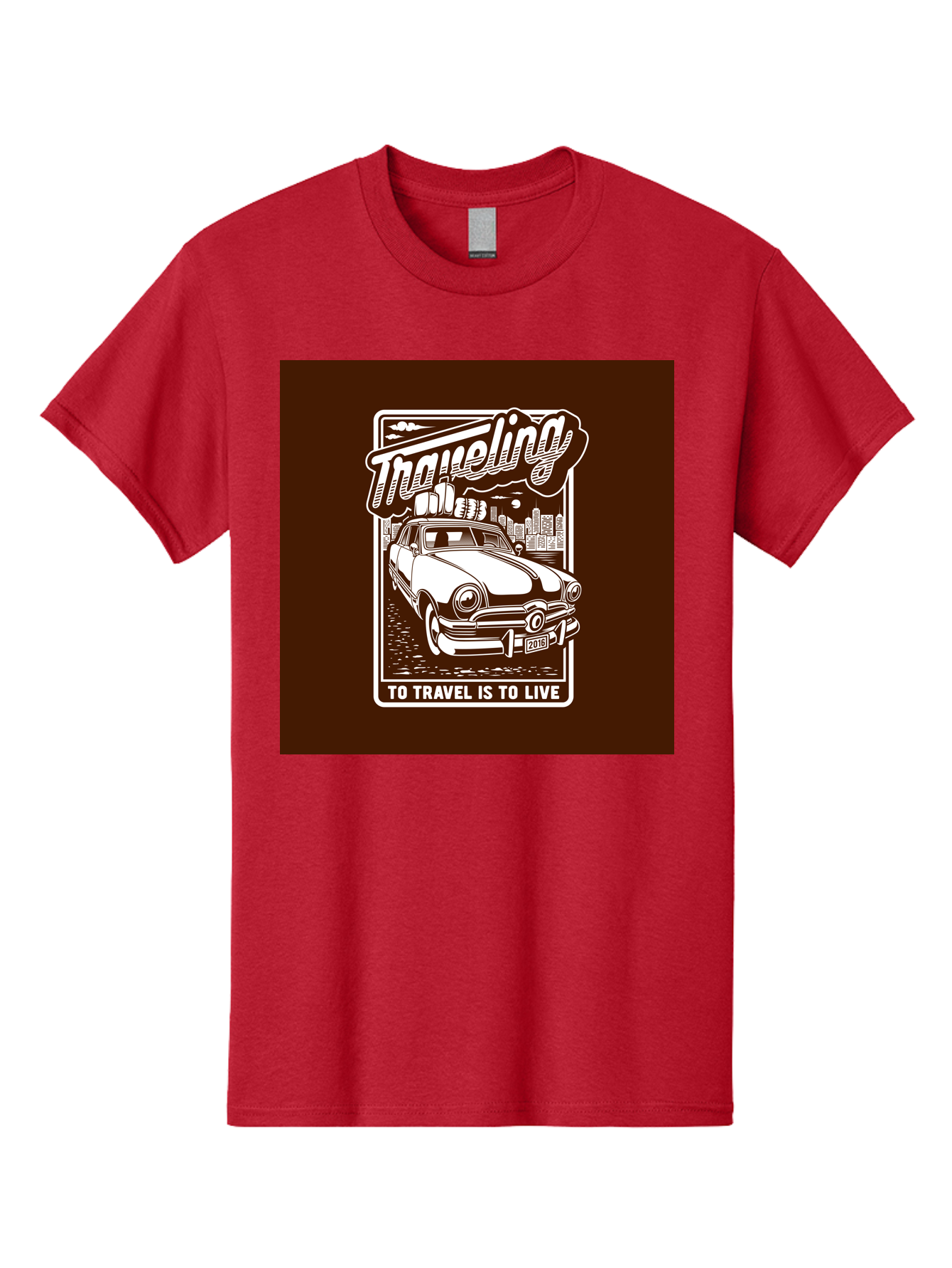 Traveling Men'S Graphic Tee, 100% Cotton, Comfortable Casual Summer Wear, Machine Washable, Vintage Car, Travel, Adventure, Classic Automobile, Cityscape, Road Trip, Exploration, Wanderlust, Traveling, To Travel Is To Live Aab490 23