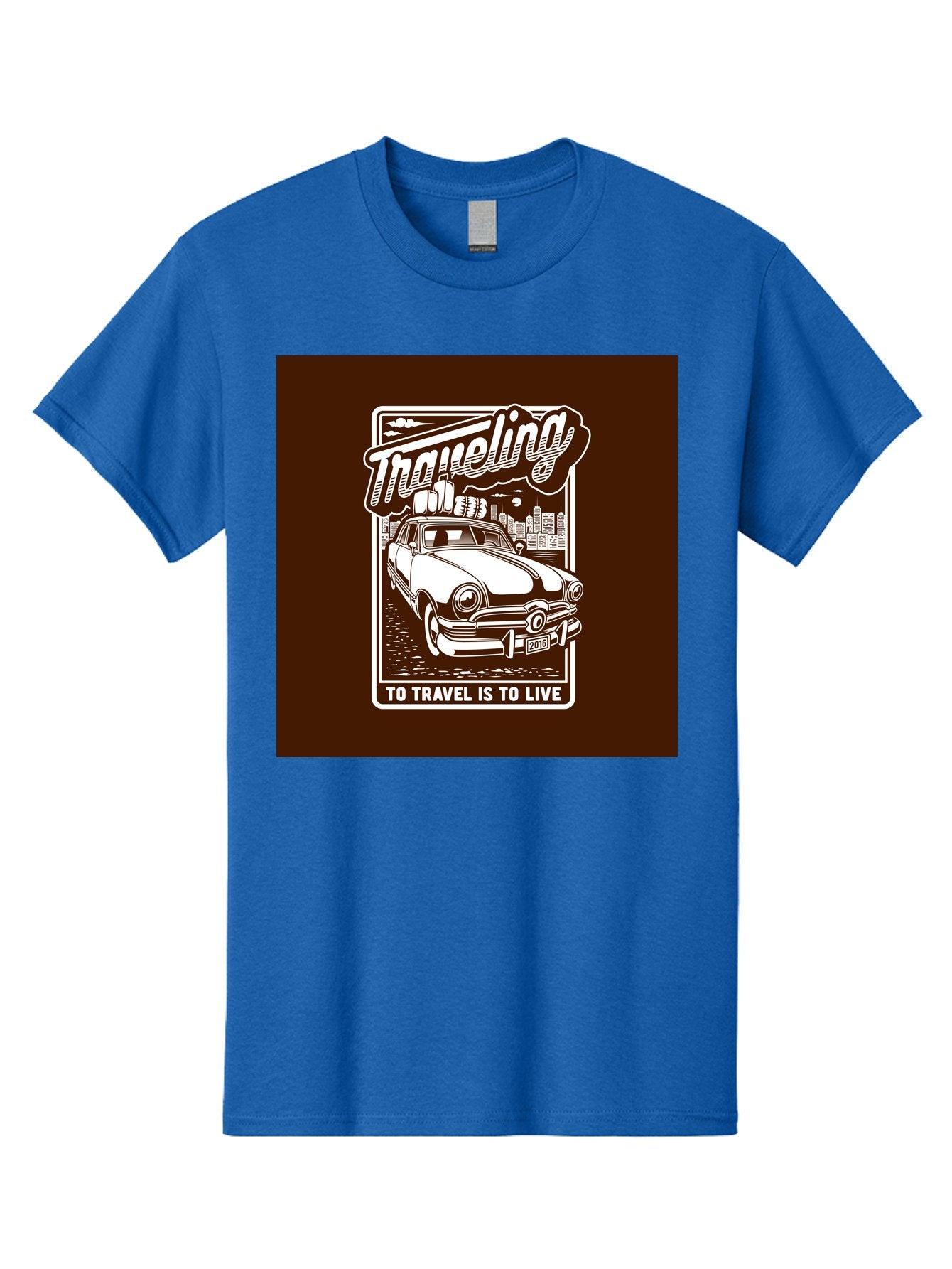 Traveling Men'S Graphic Tee, 100% Cotton, Comfortable Casual Summer Wear, Machine Washable, Vintage Car, Travel, Adventure, Classic Automobile, Cityscape, Road Trip, Exploration, Wanderlust, Traveling, To Travel Is To Live Aab490 8