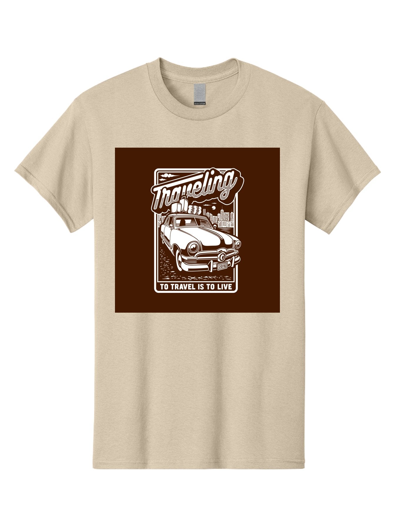 Traveling Men'S Graphic Tee, 100% Cotton, Comfortable Casual Summer Wear, Machine Washable, Vintage Car, Travel, Adventure, Classic Automobile, Cityscape, Road Trip, Exploration, Wanderlust, Traveling, To Travel Is To Live Aab490 9