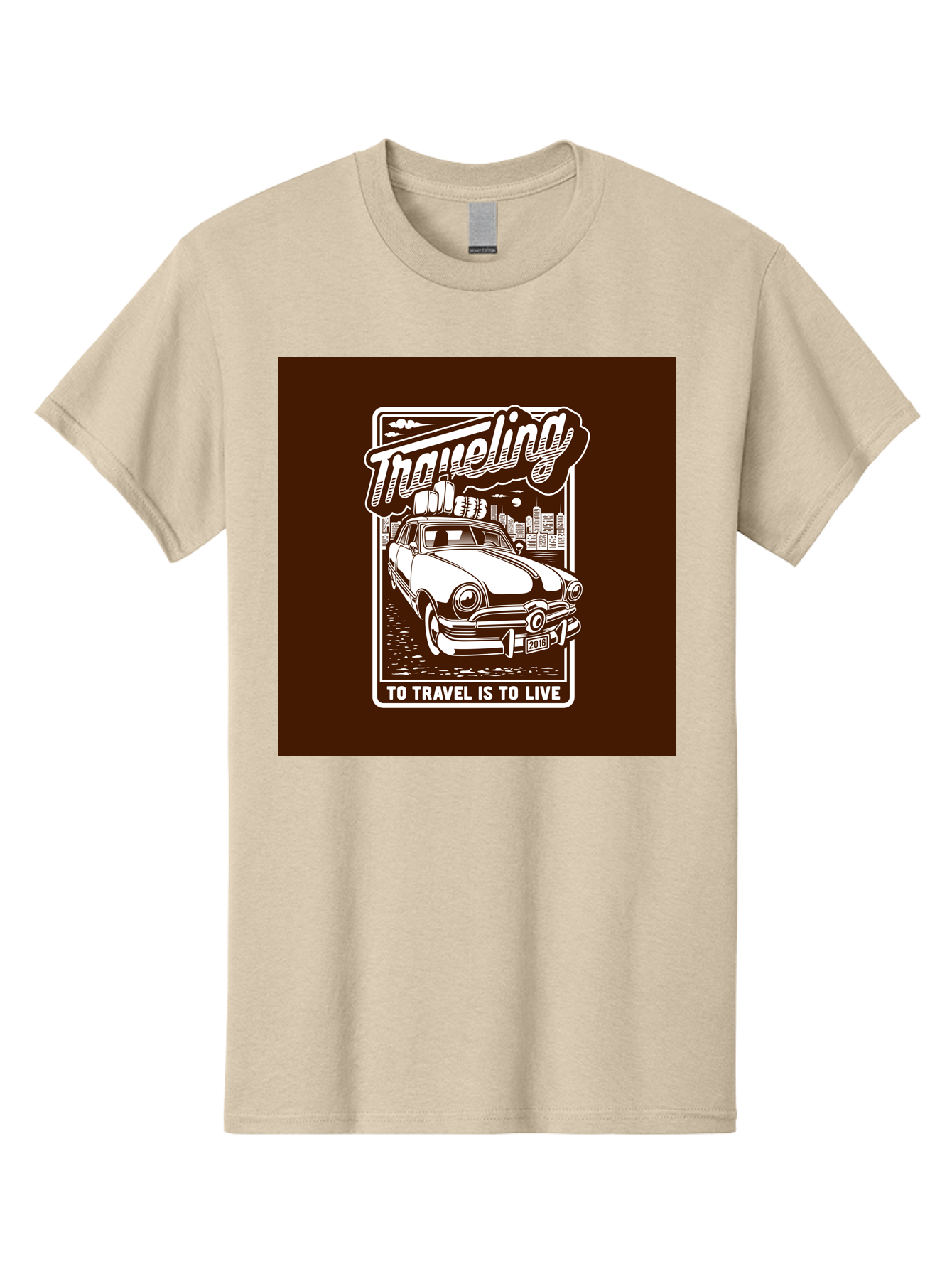 Traveling Men'S Graphic Tee, 100% Cotton, Comfortable Casual Summer Wear, Machine Washable, Vintage Car, Travel, Adventure, Classic Automobile, Cityscape, Road Trip, Exploration, Wanderlust, Traveling, To Travel Is To Live Aab490 27