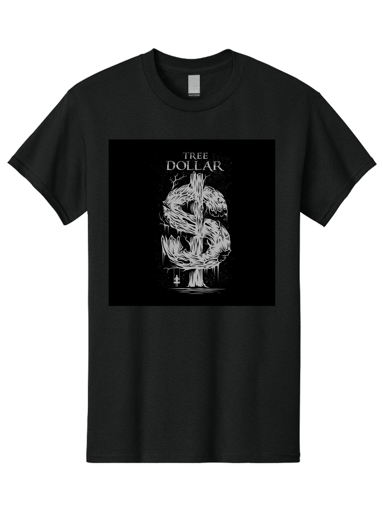 Tree-Dollar Men'S Graphic Tee, 100% Cotton, Comfortable Casual Summer Wear, Machine Washable, Dollar Sign Made Of Tree Branches, Wooden Currency Symbol, Environmental Finance, Eco-Friendly Money, Twisted Tree Trunk, Drip Art, Aab491