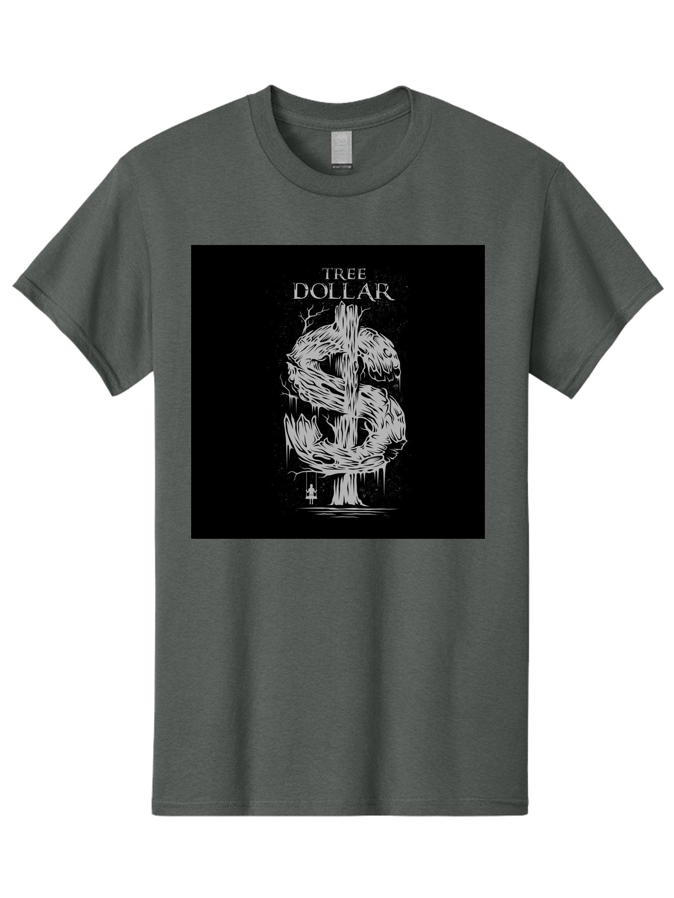 Tree-Dollar Men'S Graphic Tee, 100% Cotton, Comfortable Casual Summer Wear, Machine Washable, Dollar Sign Made Of Tree Branches, Wooden Currency Symbol, Environmental Finance, Eco-Friendly Money, Twisted Tree Trunk, Drip Art, Aab491 6