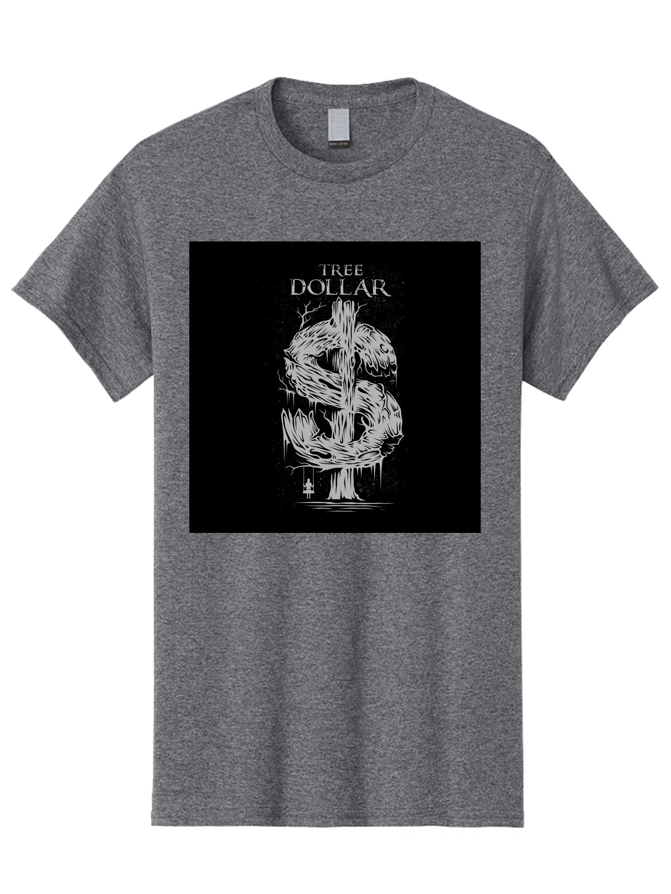 Tree-Dollar Men'S Graphic Tee, 100% Cotton, Comfortable Casual Summer Wear, Machine Washable, Dollar Sign Made Of Tree Branches, Wooden Currency Symbol, Environmental Finance, Eco-Friendly Money, Twisted Tree Trunk, Drip Art, Aab491 9