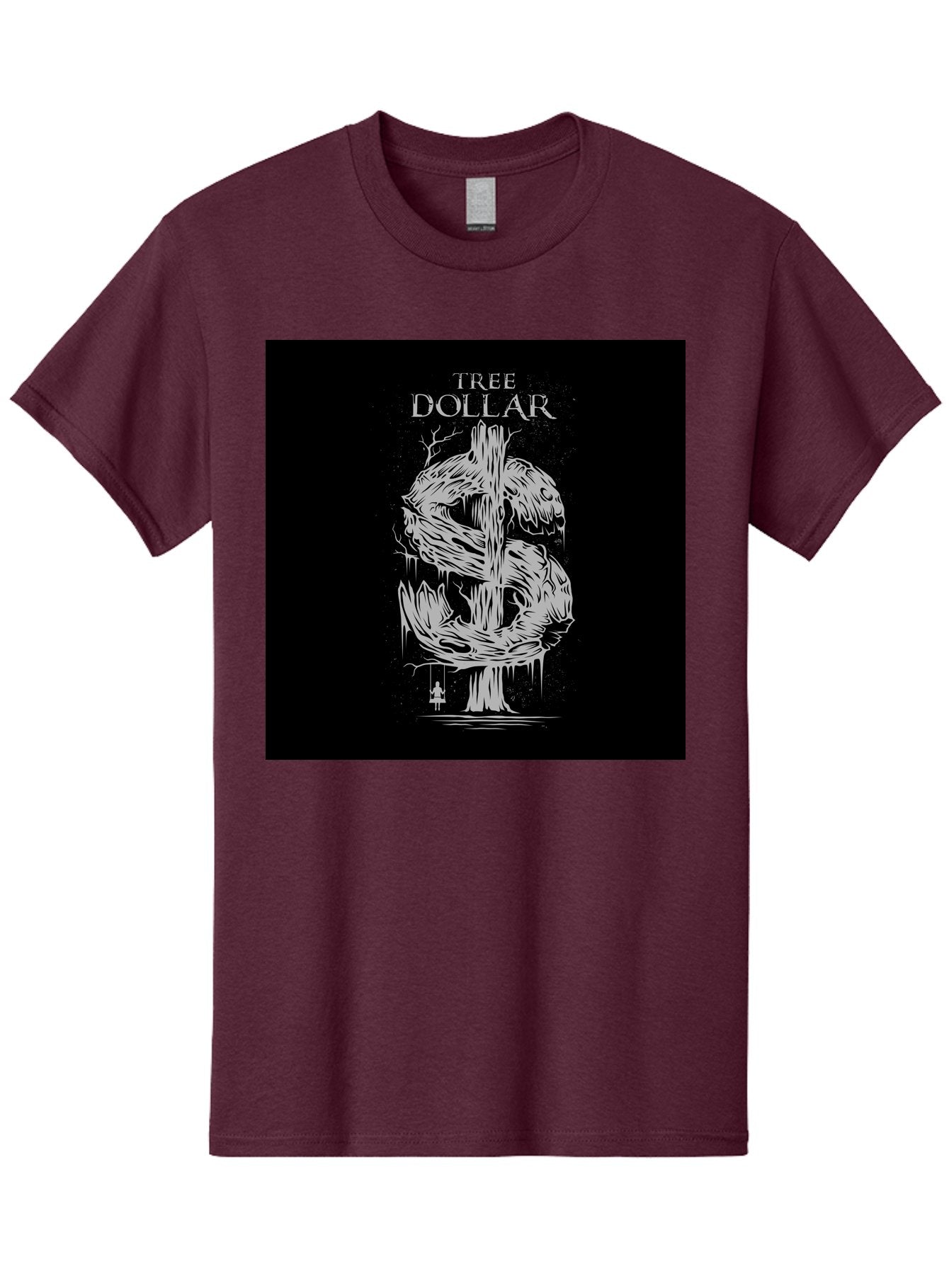 Tree-Dollar Men'S Graphic Tee, 100% Cotton, Comfortable Casual Summer Wear, Machine Washable, Dollar Sign Made Of Tree Branches, Wooden Currency Symbol, Environmental Finance, Eco-Friendly Money, Twisted Tree Trunk, Drip Art, Aab491 13