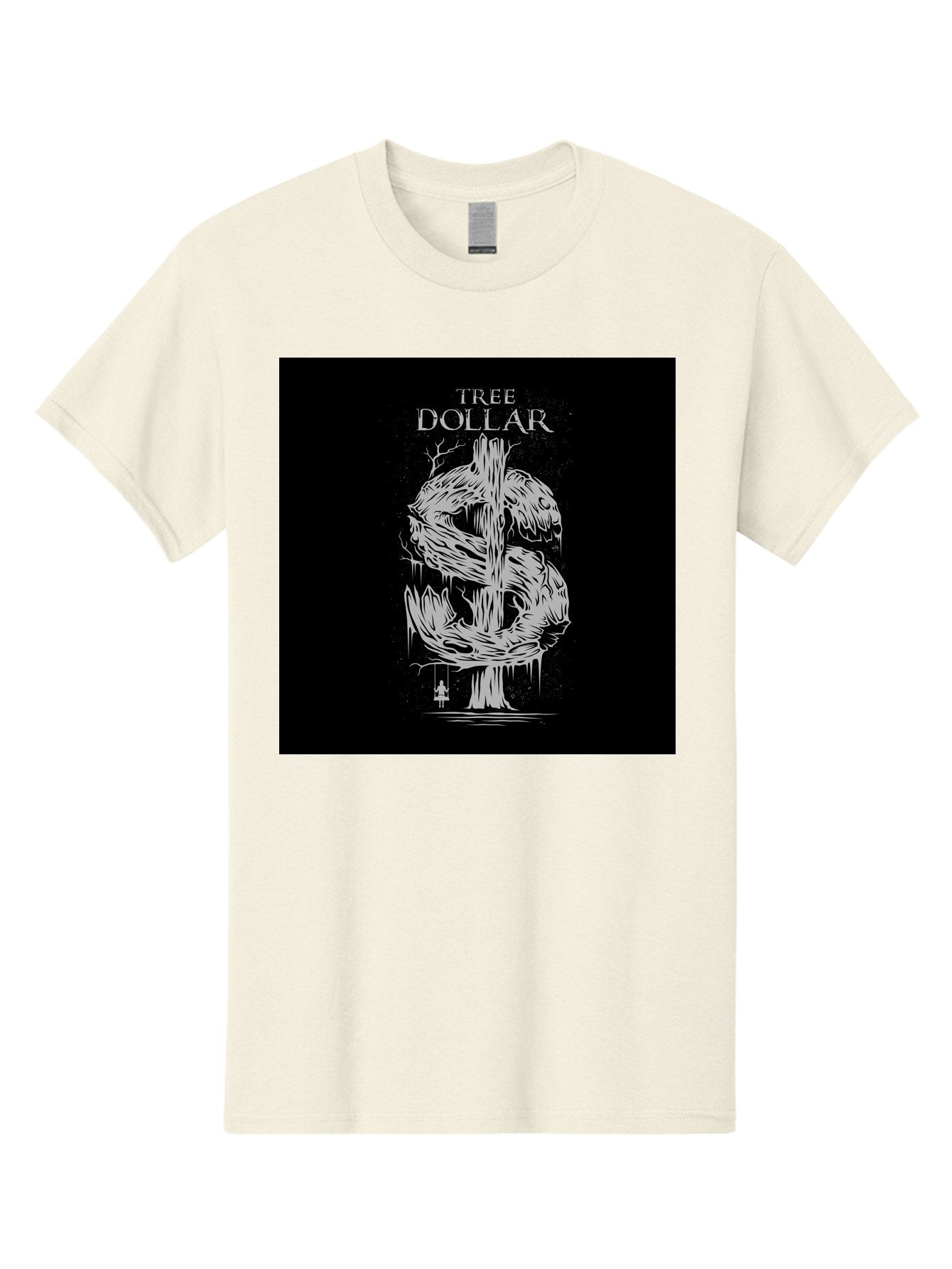 Tree-Dollar Men'S Graphic Tee, 100% Cotton, Comfortable Casual Summer Wear, Machine Washable, Dollar Sign Made Of Tree Branches, Wooden Currency Symbol, Environmental Finance, Eco-Friendly Money, Twisted Tree Trunk, Drip Art, Aab491 11