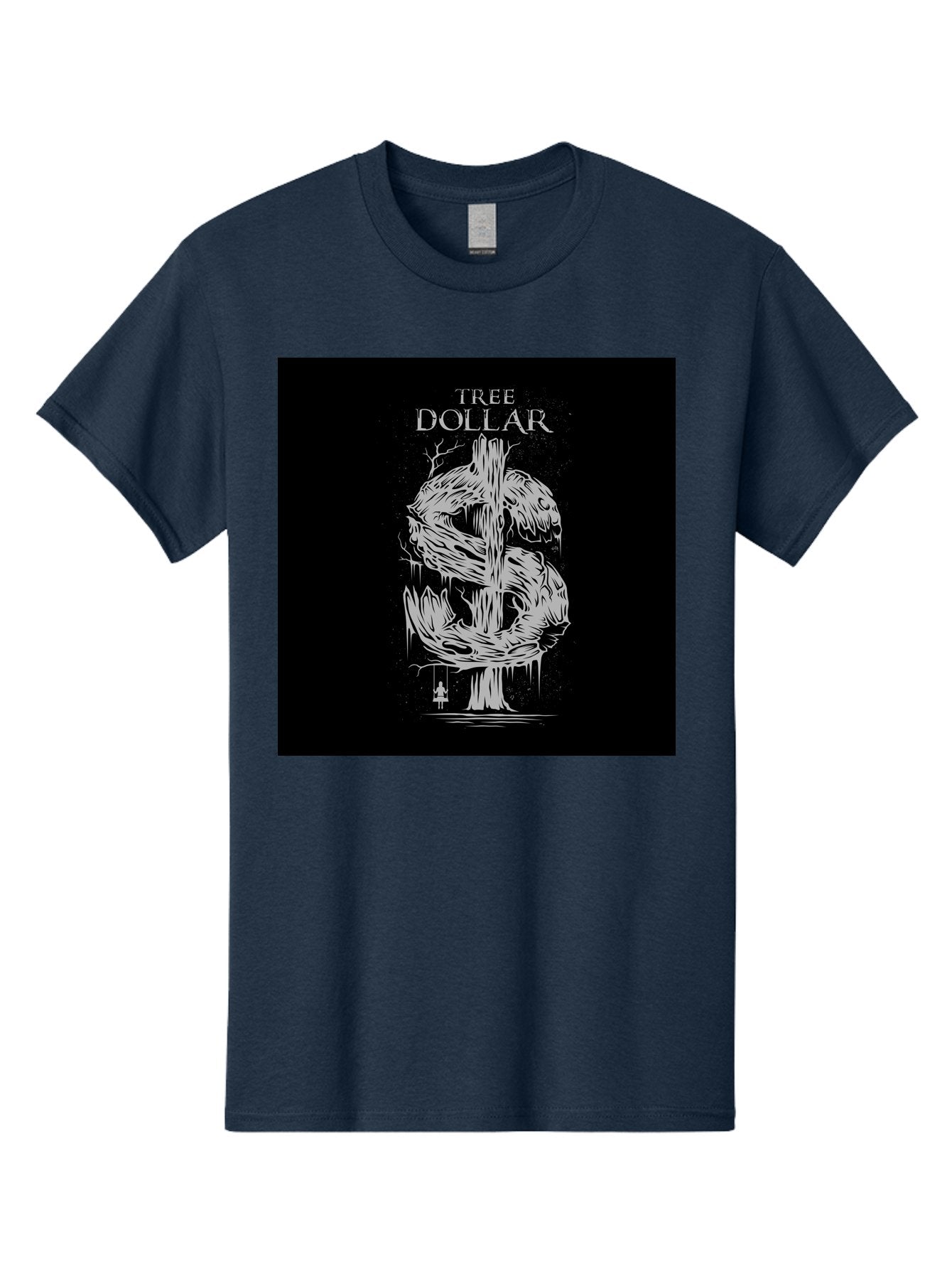 Tree-Dollar Men'S Graphic Tee, 100% Cotton, Comfortable Casual Summer Wear, Machine Washable, Dollar Sign Made Of Tree Branches, Wooden Currency Symbol, Environmental Finance, Eco-Friendly Money, Twisted Tree Trunk, Drip Art, Aab491 8
