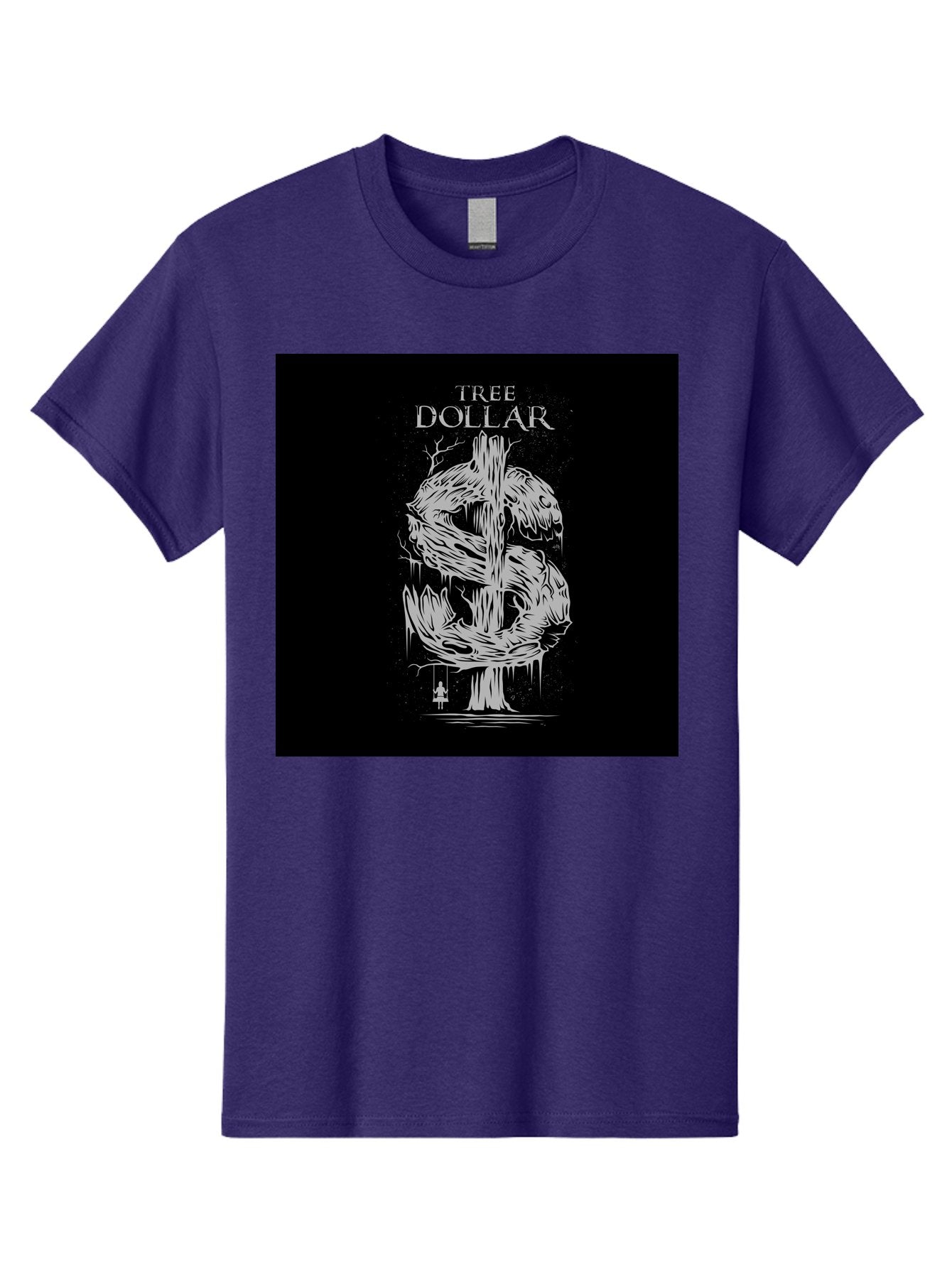 Tree-Dollar Men'S Graphic Tee, 100% Cotton, Comfortable Casual Summer Wear, Machine Washable, Dollar Sign Made Of Tree Branches, Wooden Currency Symbol, Environmental Finance, Eco-Friendly Money, Twisted Tree Trunk, Drip Art, Aab491
