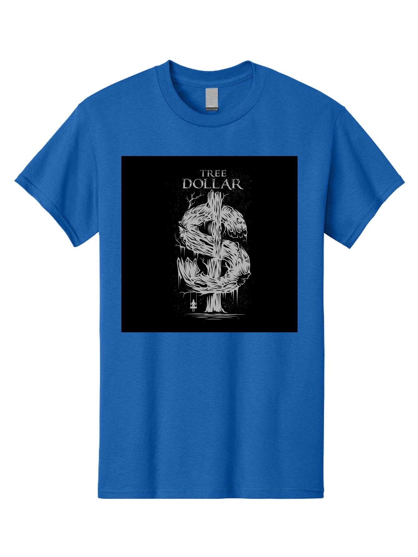 Tree-Dollar Men'S Graphic Tee, 100% Cotton, Comfortable Casual Summer Wear, Machine Washable, Dollar Sign Made Of Tree Branches, Wooden Currency Symbol, Environmental Finance, Eco-Friendly Money, Twisted Tree Trunk, Drip Art, Aab491 7