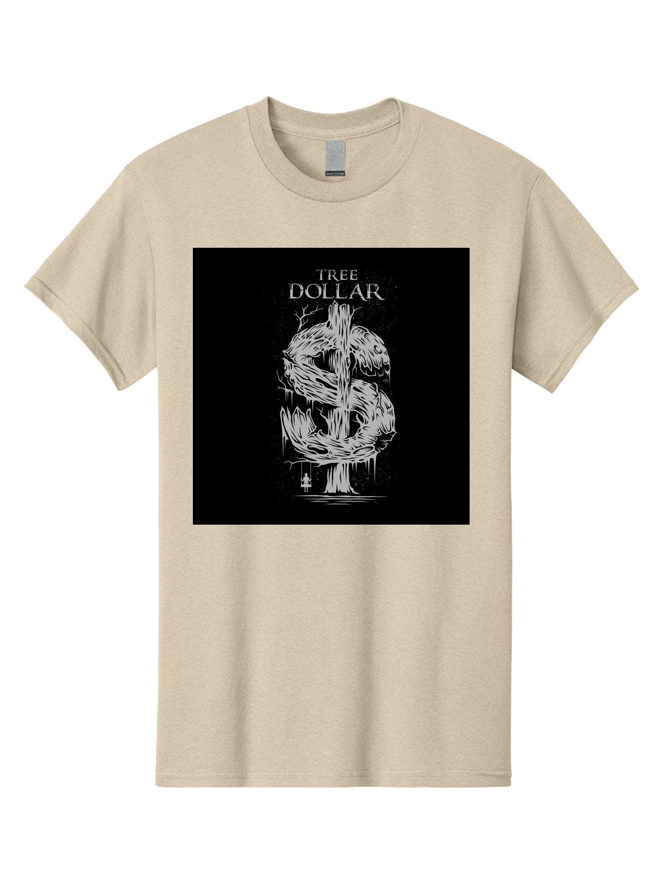 Tree-Dollar Men'S Graphic Tee, 100% Cotton, Comfortable Casual Summer Wear, Machine Washable, Dollar Sign Made Of Tree Branches, Wooden Currency Symbol, Environmental Finance, Eco-Friendly Money, Twisted Tree Trunk, Drip Art, Aab491 4