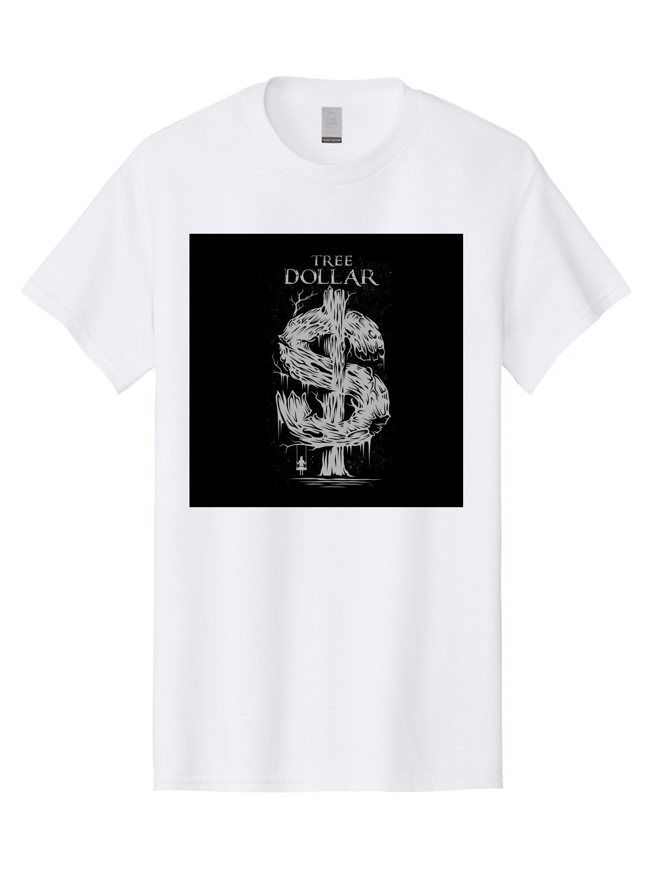 Tree-Dollar Men'S Graphic Tee, 100% Cotton, Comfortable Casual Summer Wear, Machine Washable, Dollar Sign Made Of Tree Branches, Wooden Currency Symbol, Environmental Finance, Eco-Friendly Money, Twisted Tree Trunk, Drip Art, Aab491 5