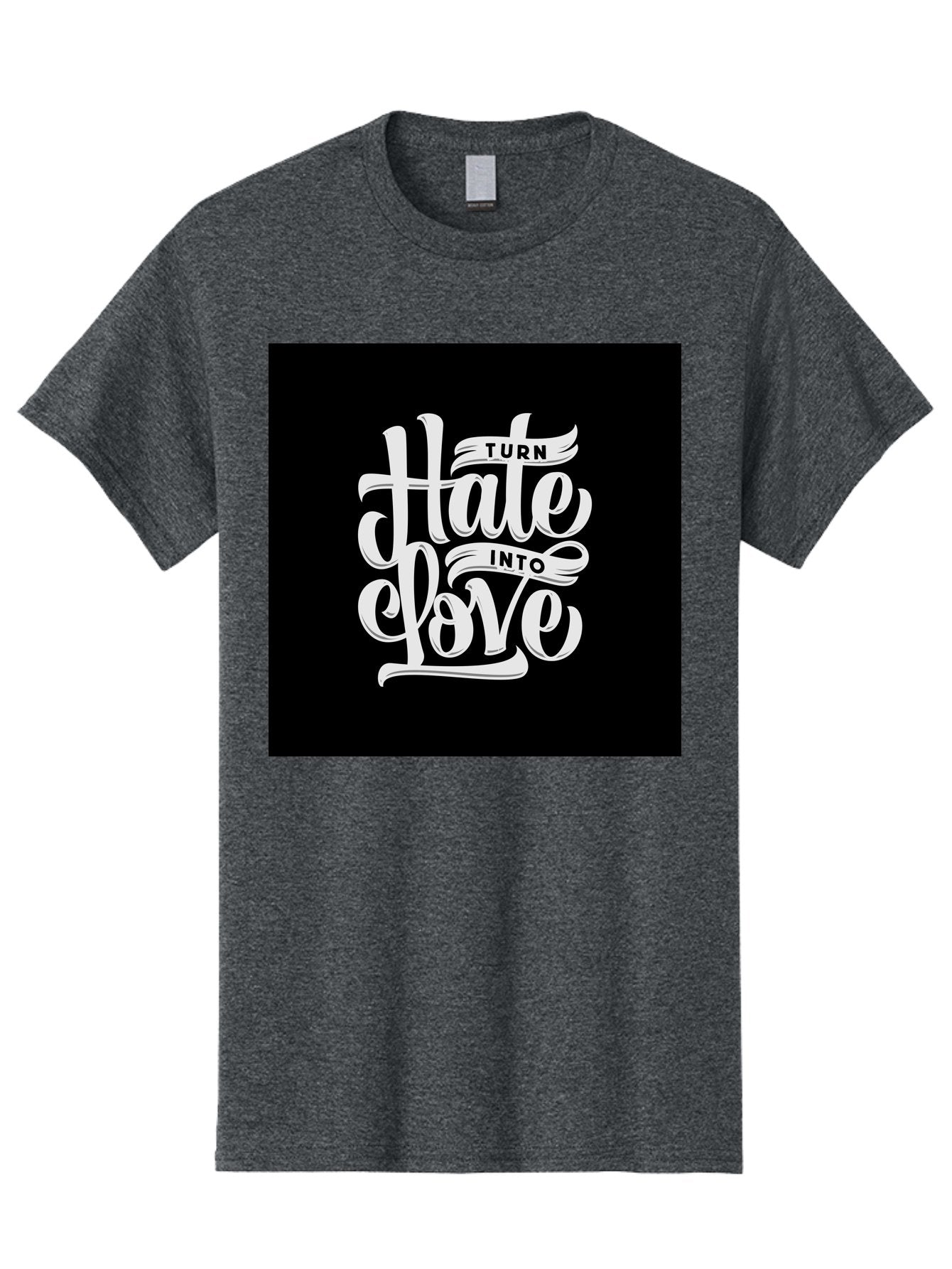 Turn-Hate-Into-Love Men'S Graphic Tee, 100% Cotton, Comfortable Casual Summer Wear, Machine Washable, Inspirational Quotes, Motivational Sayings, Positive Affirmations, Kindness Messages, Peace Signs, Emotional Support, Uplifting Words, Aab492 13
