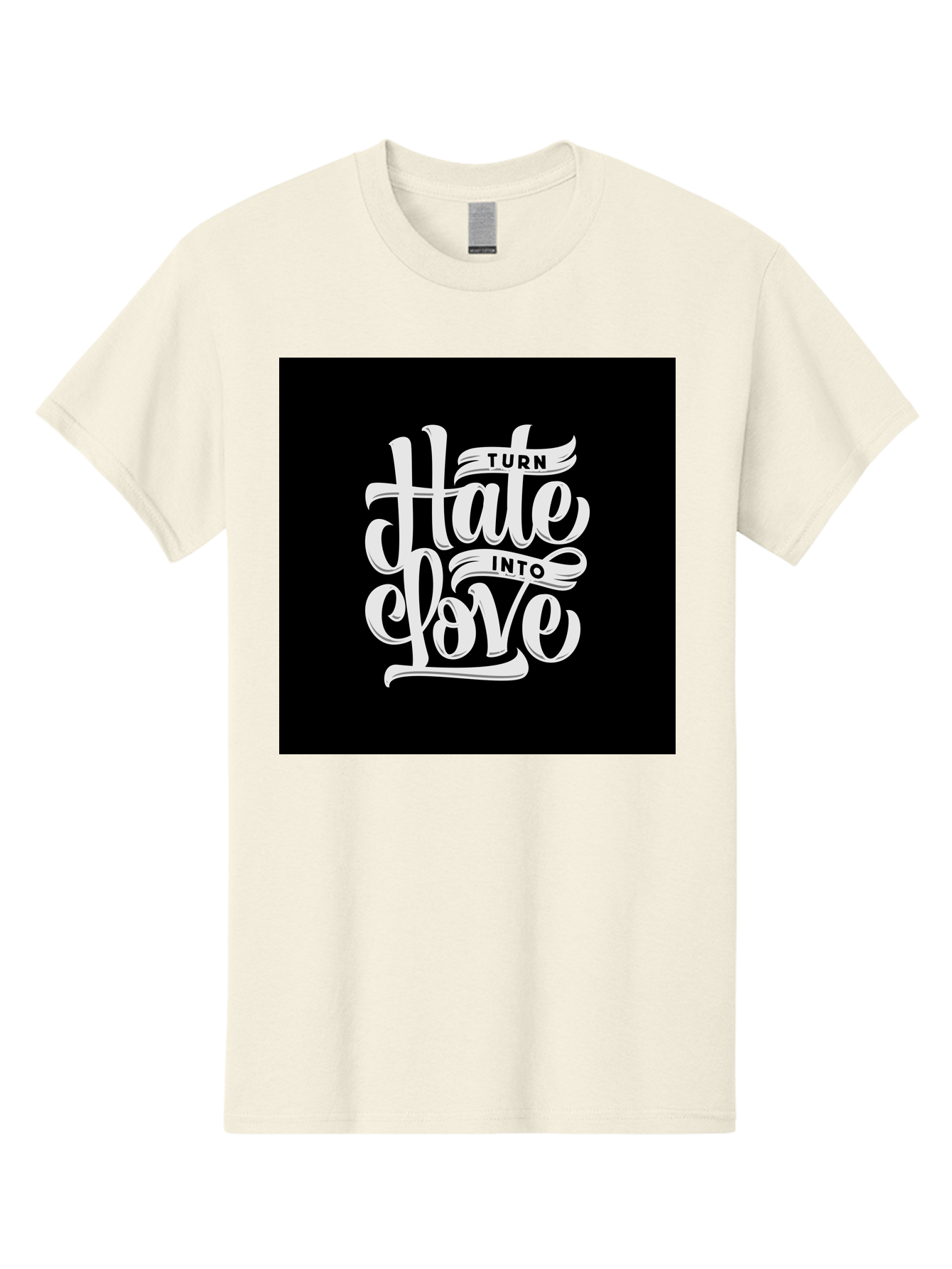 Turn-Hate-Into-Love Men'S Graphic Tee, 100% Cotton, Comfortable Casual Summer Wear, Machine Washable, Inspirational Quotes, Motivational Sayings, Positive Affirmations, Kindness Messages, Peace Signs, Emotional Support, Uplifting Words, Aab492 15