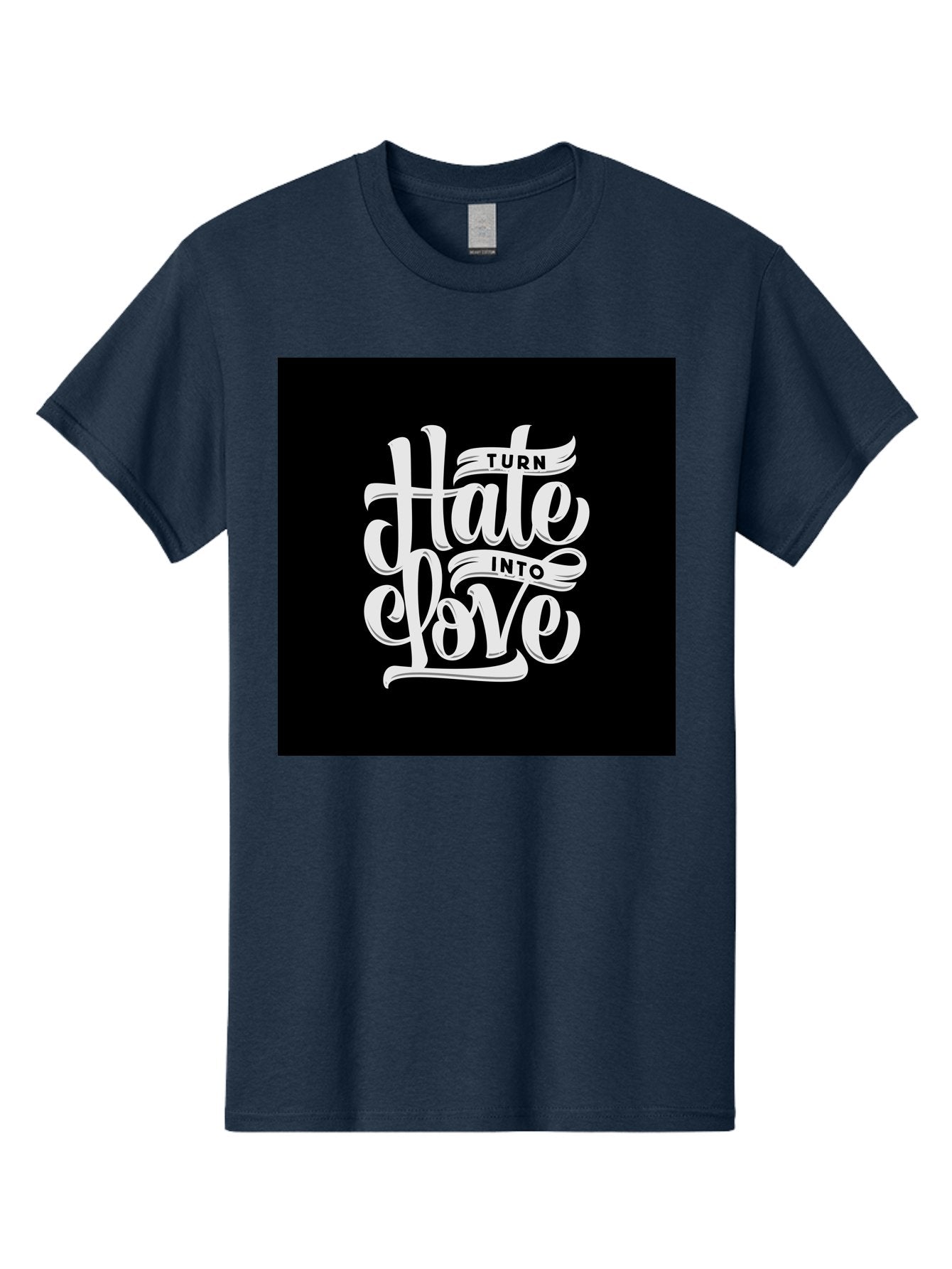 Turn-Hate-Into-Love Men'S Graphic Tee, 100% Cotton, Comfortable Casual Summer Wear, Machine Washable, Inspirational Quotes, Motivational Sayings, Positive Affirmations, Kindness Messages, Peace Signs, Emotional Support, Uplifting Words, Aab492 8
