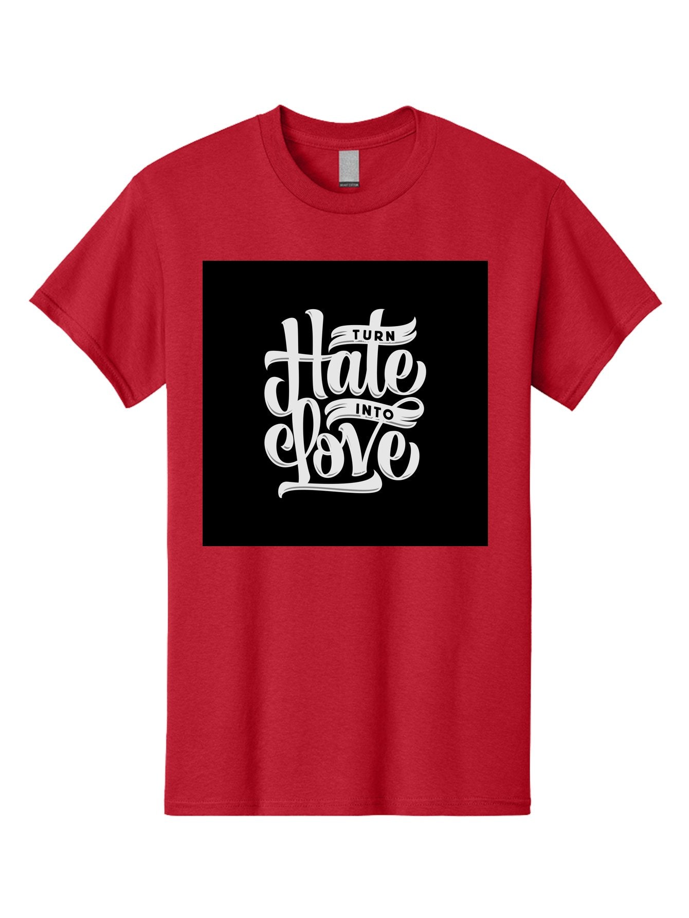 Turn-Hate-Into-Love Men'S Graphic Tee, 100% Cotton, Comfortable Casual Summer Wear, Machine Washable, Inspirational Quotes, Motivational Sayings, Positive Affirmations, Kindness Messages, Peace Signs, Emotional Support, Uplifting Words, Aab492 4