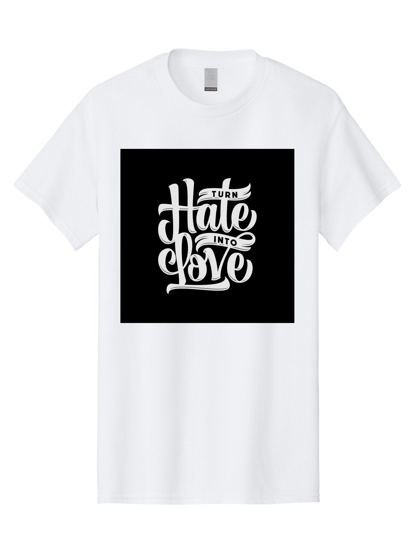 Turn-Hate-Into-Love Men'S Graphic Tee, 100% Cotton, Comfortable Casual Summer Wear, Machine Washable, Inspirational Quotes, Motivational Sayings, Positive Affirmations, Kindness Messages, Peace Signs, Emotional Support, Uplifting Words, Aab492 15