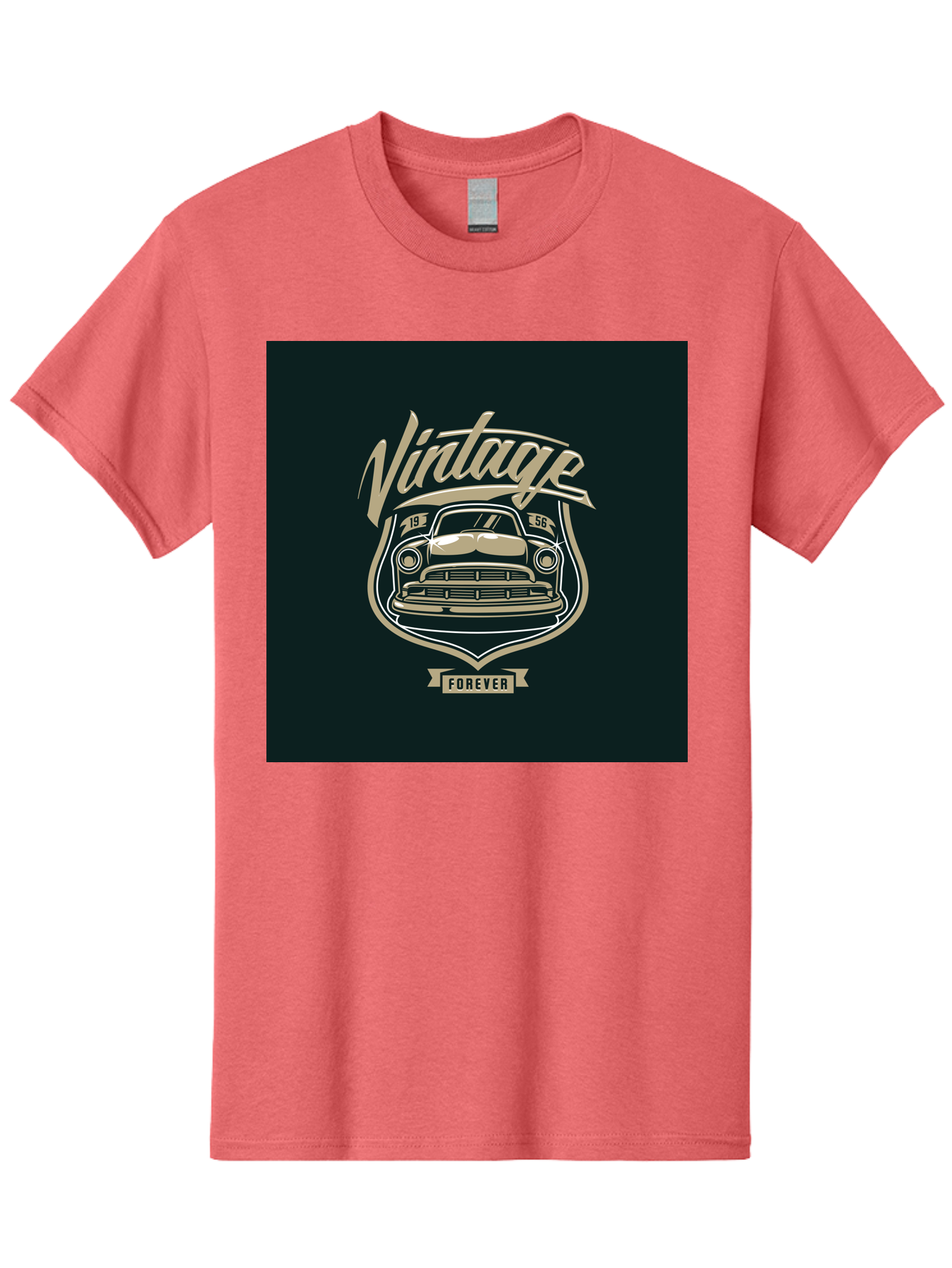Vintage-Forever Men'S Graphic Tee, 100% Cotton, Comfortable Casual Summer Wear, Machine Washable, Vintage Car, Classic Automobile, Retro Vehicle, 1956 Model, Nostalgic Design, Vintage Forever, Vintage Car Logo, Retro Car Emblem, Aab494 27