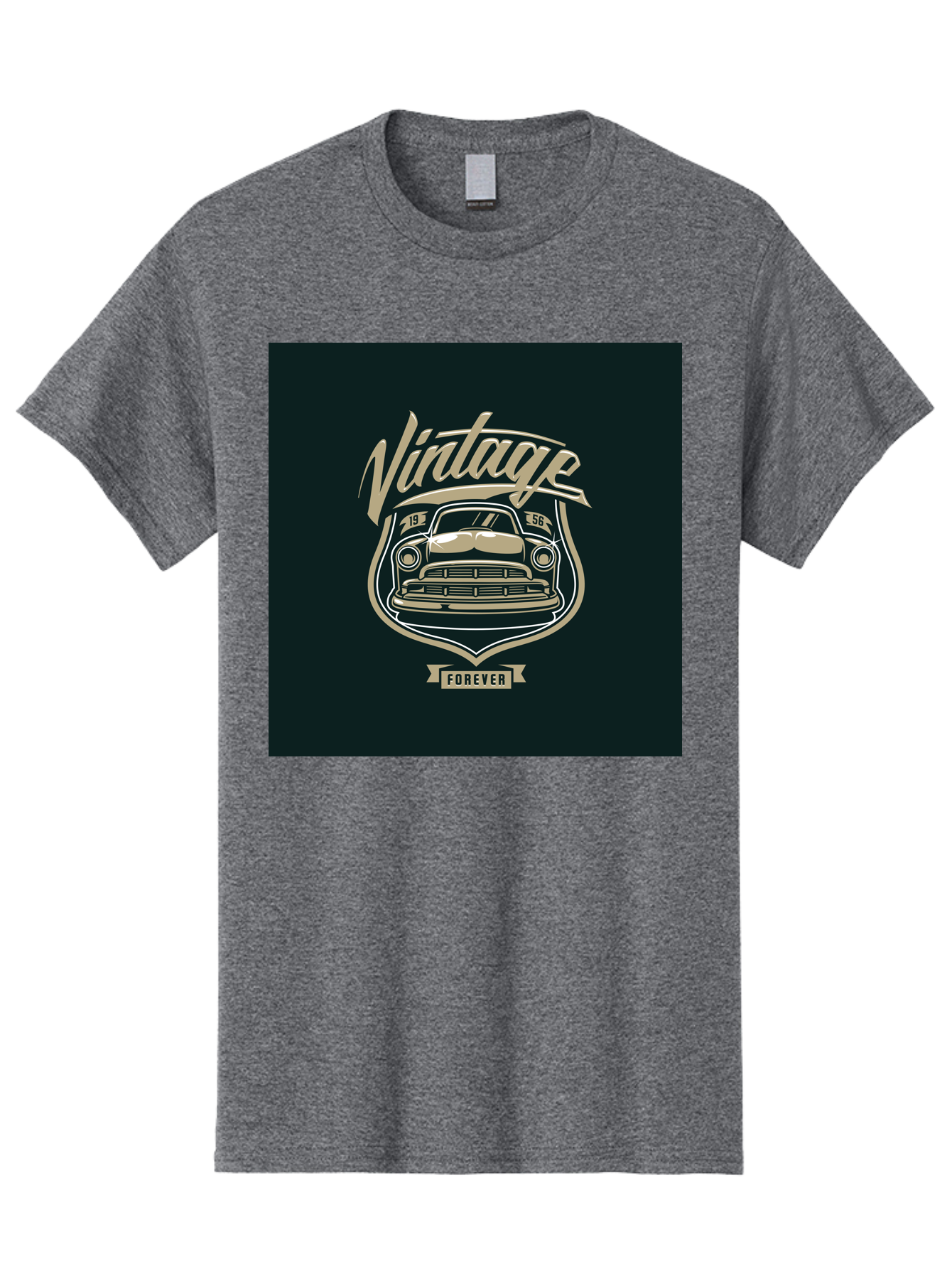 Vintage-Forever Men'S Graphic Tee, 100% Cotton, Comfortable Casual Summer Wear, Machine Washable, Vintage Car, Classic Automobile, Retro Vehicle, 1956 Model, Nostalgic Design, Vintage Forever, Vintage Car Logo, Retro Car Emblem, Aab494 7