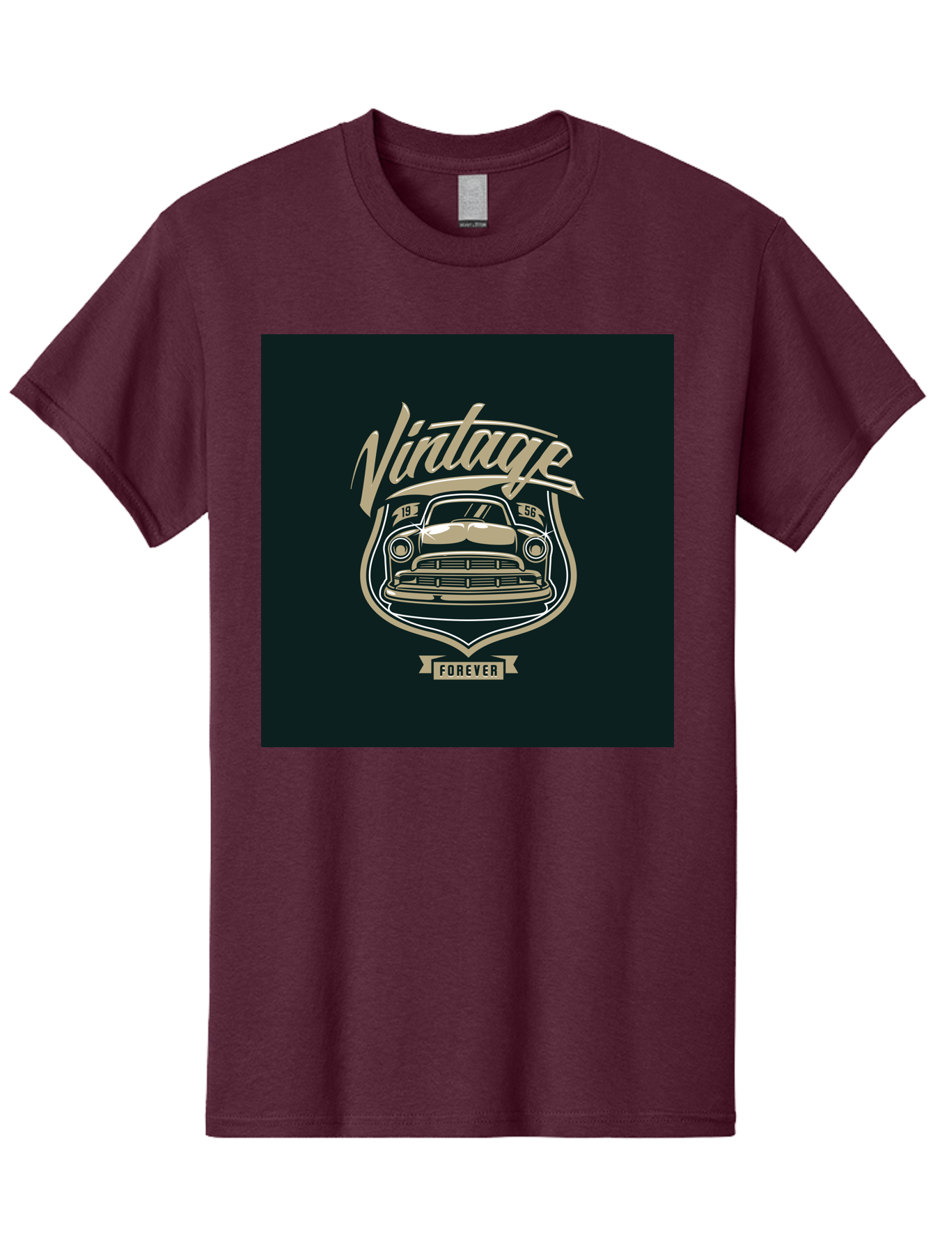 Vintage-Forever Men'S Graphic Tee, 100% Cotton, Comfortable Casual Summer Wear, Machine Washable, Vintage Car, Classic Automobile, Retro Vehicle, 1956 Model, Nostalgic Design, Vintage Forever, Vintage Car Logo, Retro Car Emblem, Aab494 13