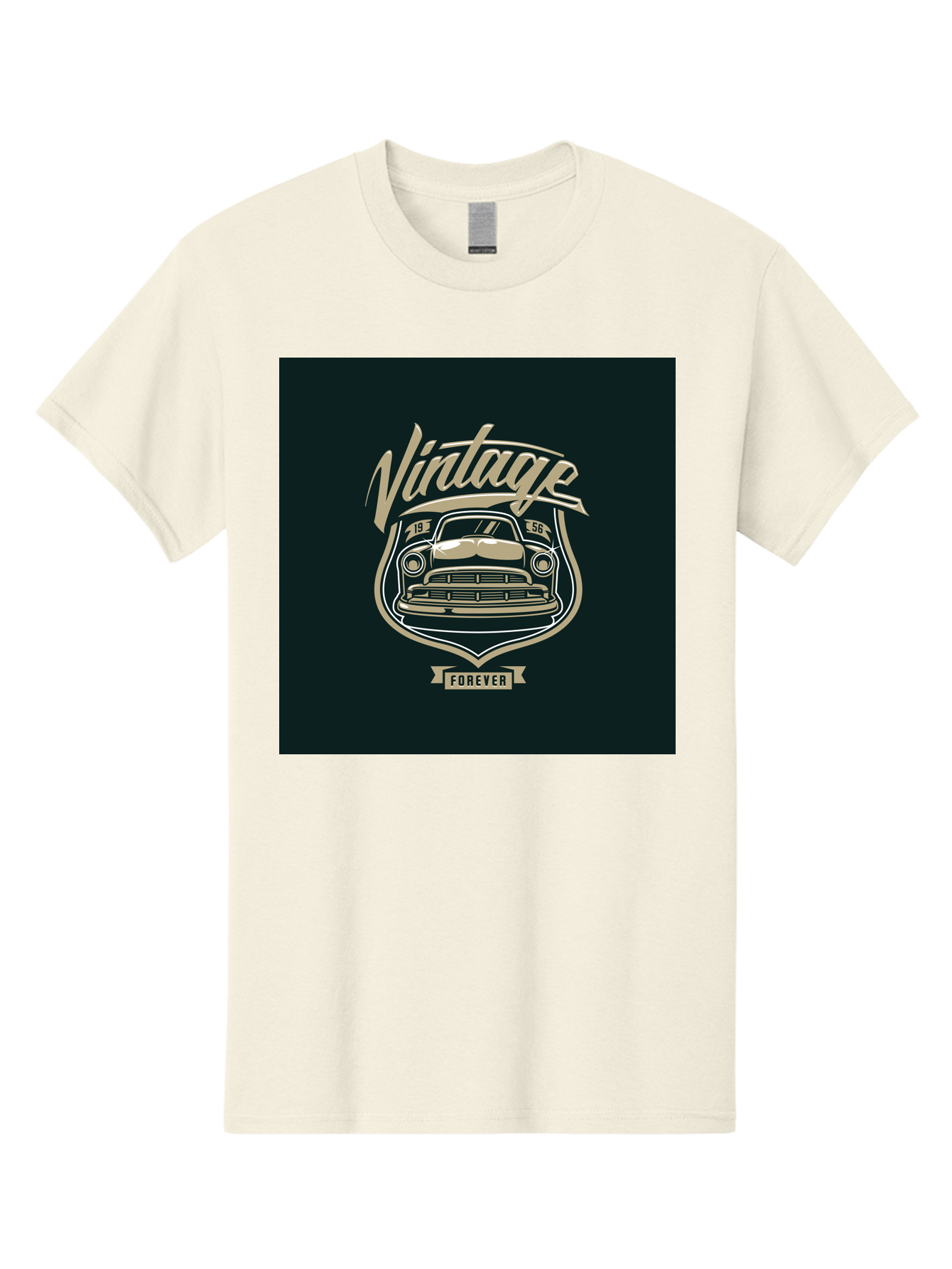 Vintage-Forever Men'S Graphic Tee, 100% Cotton, Comfortable Casual Summer Wear, Machine Washable, Vintage Car, Classic Automobile, Retro Vehicle, 1956 Model, Nostalgic Design, Vintage Forever, Vintage Car Logo, Retro Car Emblem, Aab494 3