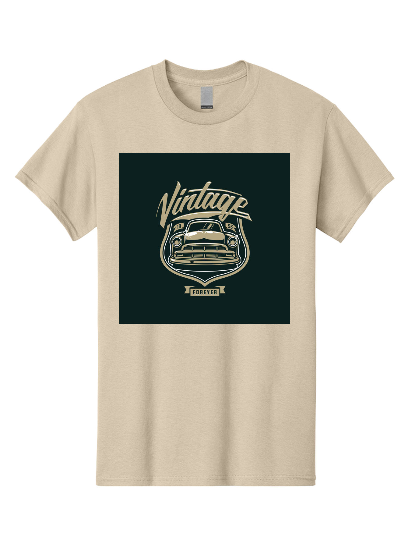 Vintage-Forever Men'S Graphic Tee, 100% Cotton, Comfortable Casual Summer Wear, Machine Washable, Vintage Car, Classic Automobile, Retro Vehicle, 1956 Model, Nostalgic Design, Vintage Forever, Vintage Car Logo, Retro Car Emblem, Aab494 5