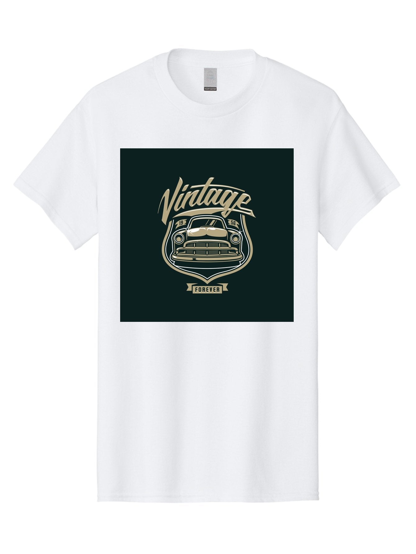 Vintage-Forever Men'S Graphic Tee, 100% Cotton, Comfortable Casual Summer Wear, Machine Washable, Vintage Car, Classic Automobile, Retro Vehicle, 1956 Model, Nostalgic Design, Vintage Forever, Vintage Car Logo, Retro Car Emblem, Aab494 5