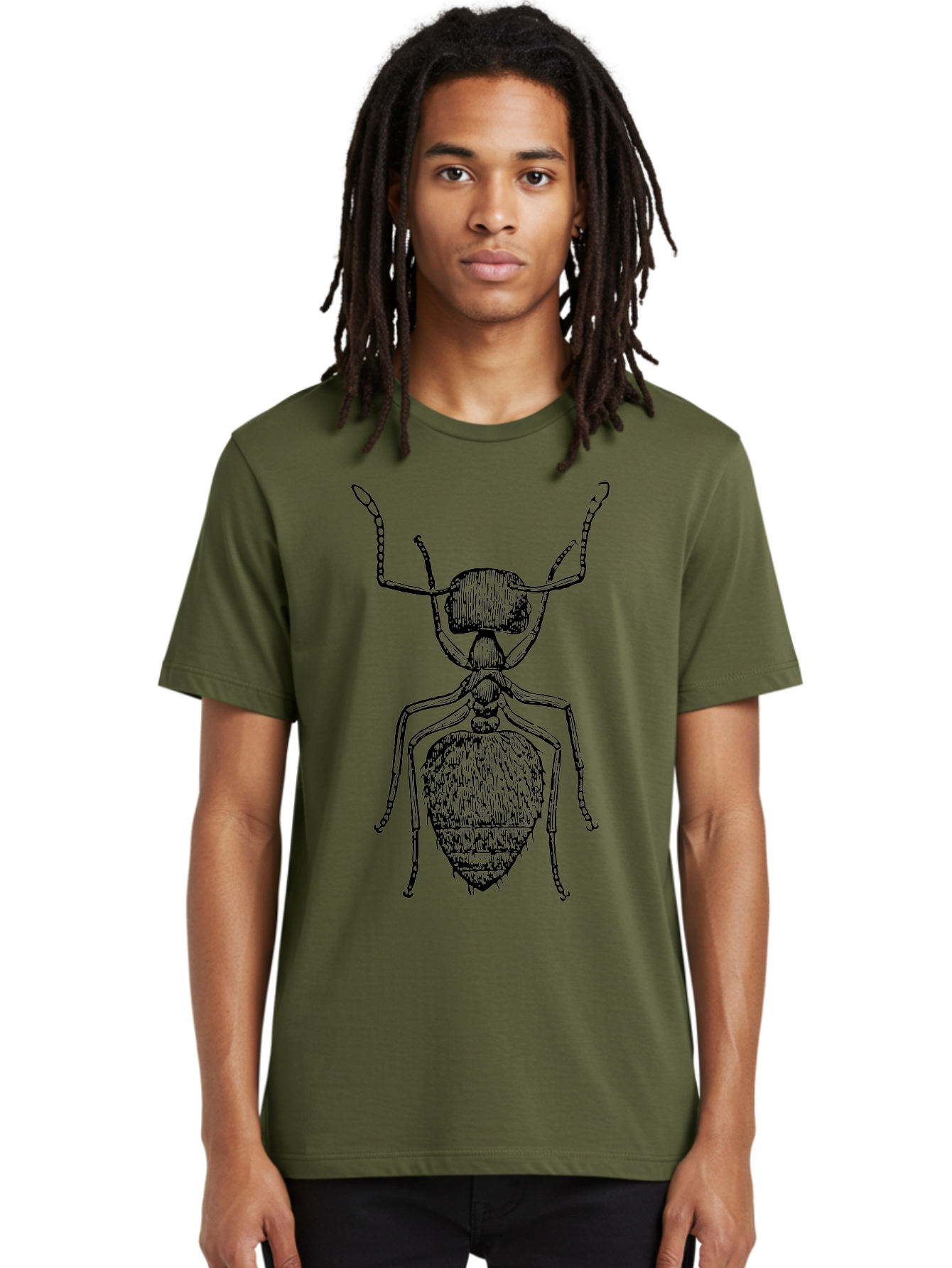 Ant-Illustration Men'S Graphic Tee, 100% Cotton, Comfortable Casual Summer Wear, Machine Washable, Black Ant, Insect Art, Detailed Drawing, Entomology, Bug Illustration, Insect Anatomy, Natural History Aab495 18