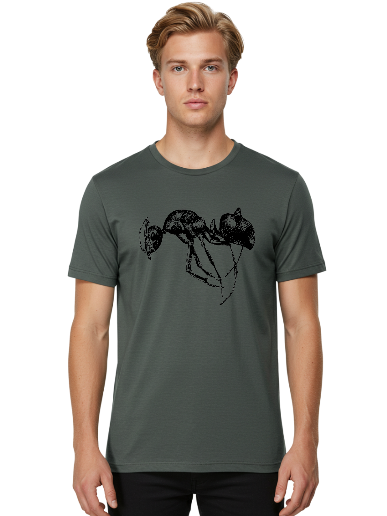 Ant Men'S Graphic Tee, 100% Cotton, Comfortable Casual Summer Wear, Machine Washable, Black Ant, Insect Illustration, Detailed Drawing, Sketch Art, Nature Graphic, Bug Design, Entomology, Wildlife Art Aab496 28
