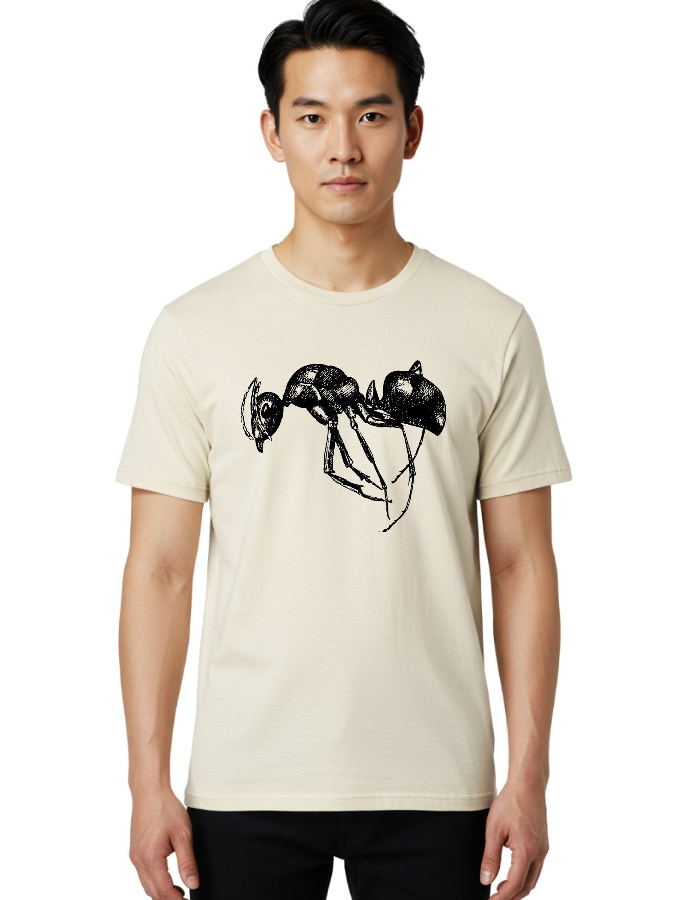 Ant Men'S Graphic Tee, 100% Cotton, Comfortable Casual Summer Wear, Machine Washable, Black Ant, Insect Illustration, Detailed Drawing, Sketch Art, Nature Graphic, Bug Design, Entomology, Wildlife Art Aab496 18