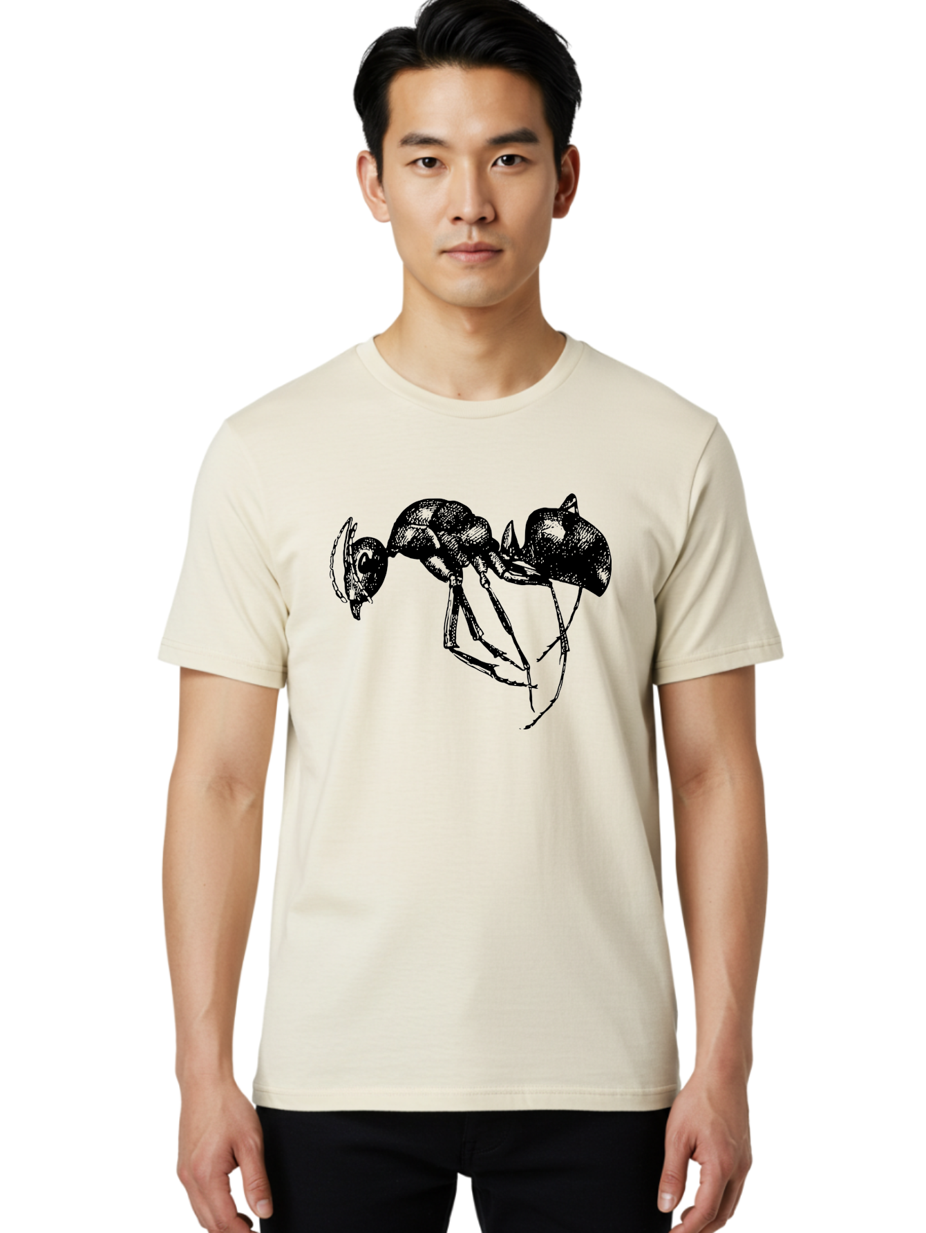 Ant Men'S Graphic Tee, 100% Cotton, Comfortable Casual Summer Wear, Machine Washable, Black Ant, Insect Illustration, Detailed Drawing, Sketch Art, Nature Graphic, Bug Design, Entomology, Wildlife Art Aab496 24