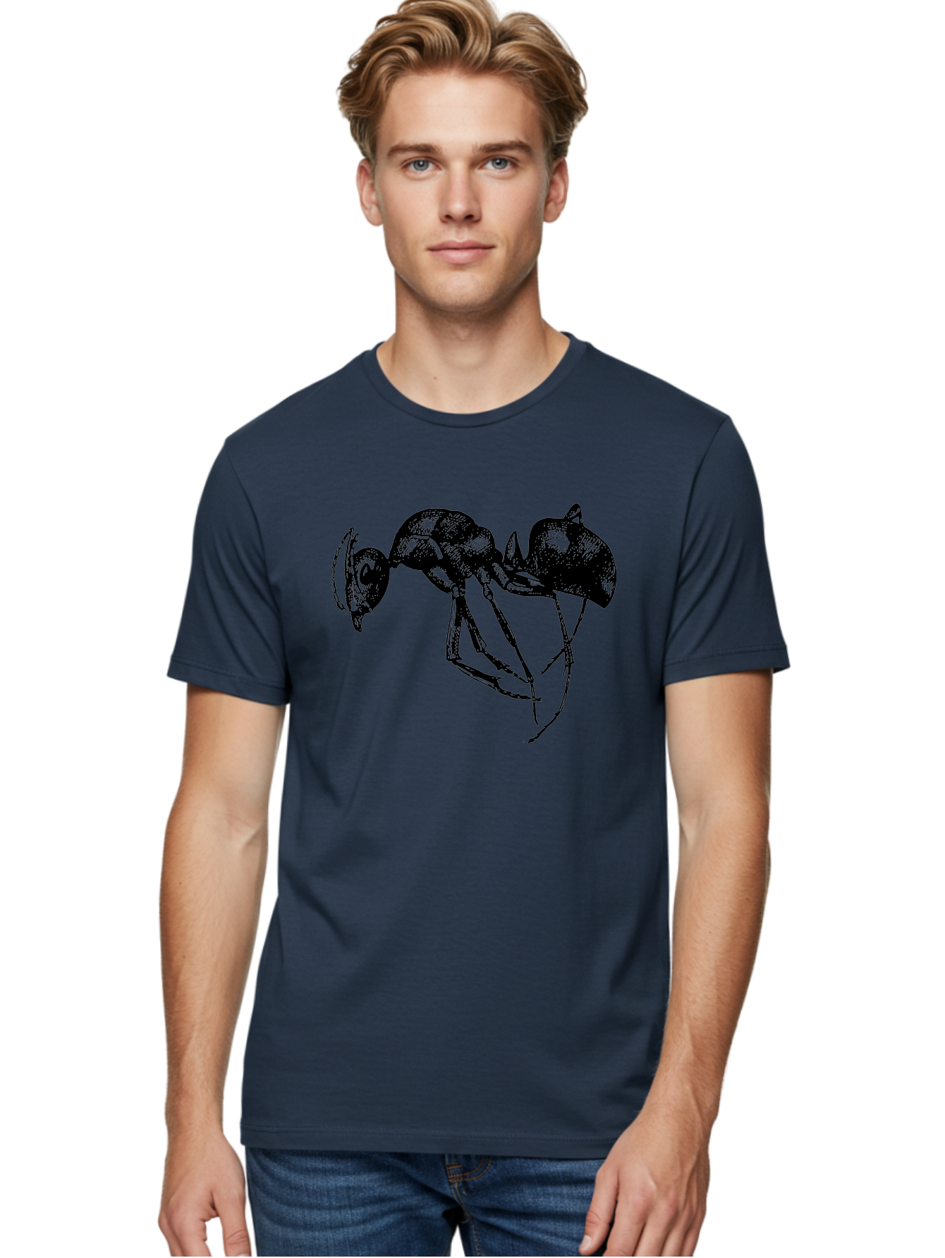 Ant Men'S Graphic Tee, 100% Cotton, Comfortable Casual Summer Wear, Machine Washable, Black Ant, Insect Illustration, Detailed Drawing, Sketch Art, Nature Graphic, Bug Design, Entomology, Wildlife Art Aab496 14