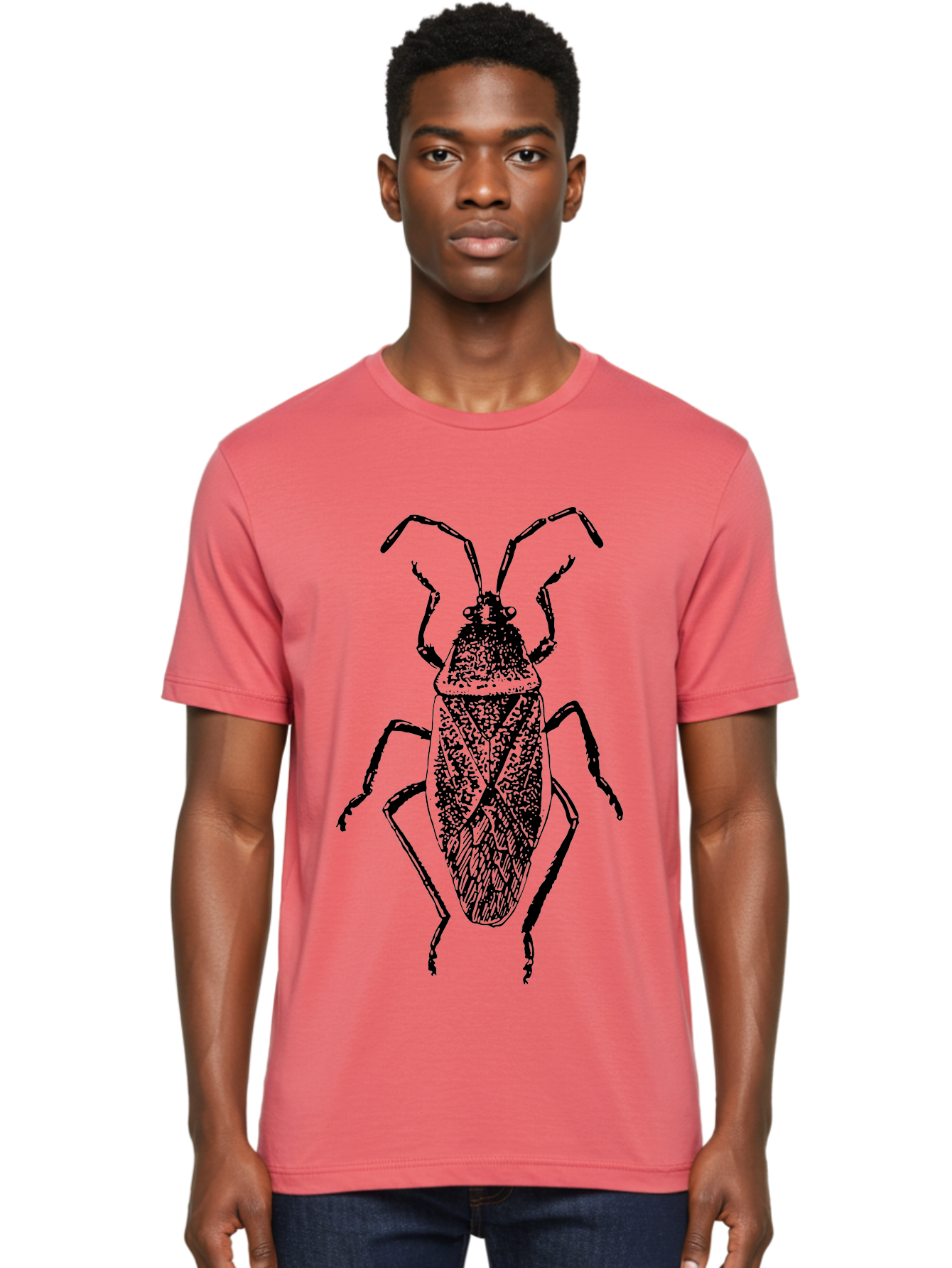 Assassin-Bug Men'S Graphic Tee, 100% Cotton, Comfortable Casual Summer Wear, Machine Washable, Assassin Bug, Insect Anatomy, Entomology Art, Detailed Illustration, Black And Green, Vintage Style, Insect Wings, Bug Legs, Creepy Crawlers Aab497 4