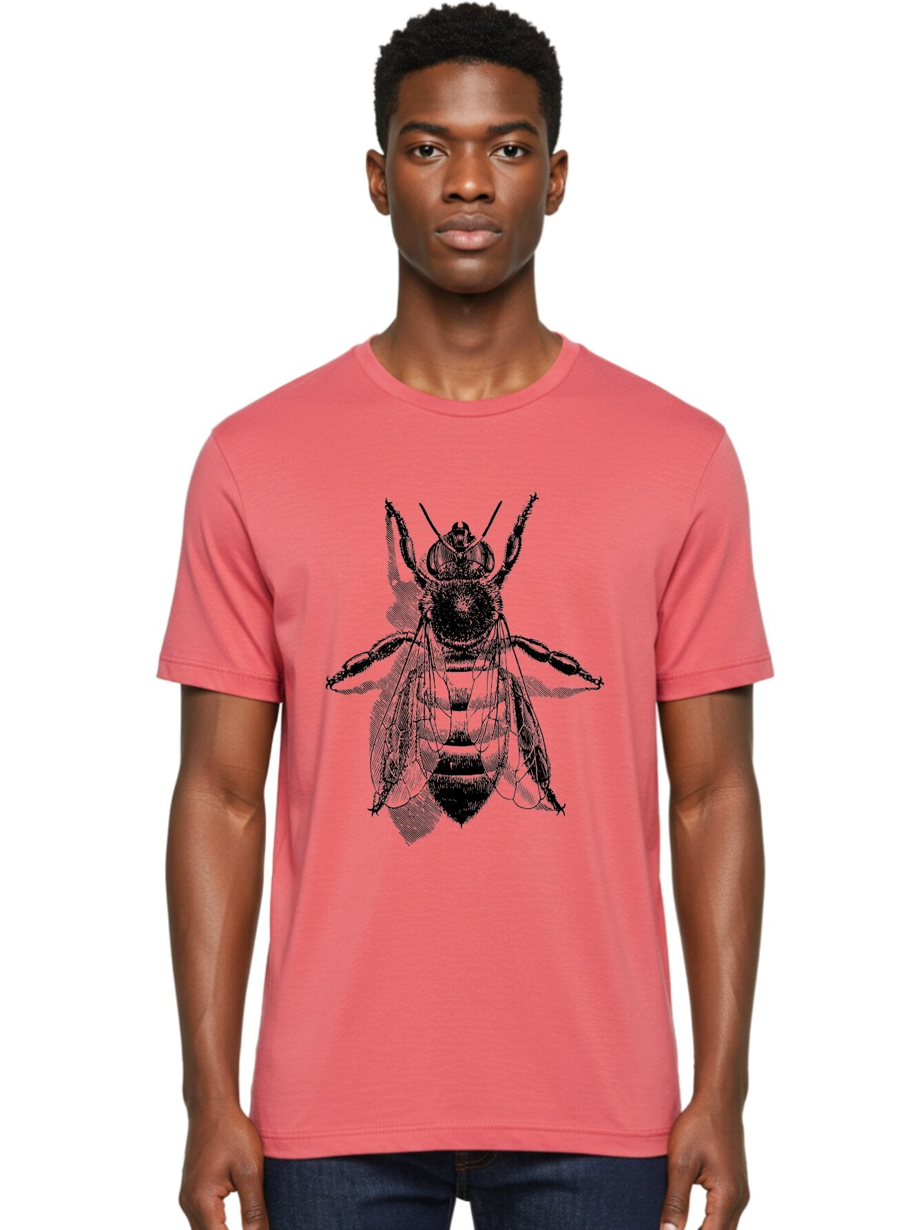 Bee-1 Men'S Graphic Tee, 100% Cotton, Comfortable Casual Summer Wear, Machine Washable, Honey Bee, Insect Anatomy, Detailed Illustration, Black And Green, Bee Species, Entomology Art, Wildlife Graphics, Nature Illustration, Detailed Drawing Aab498 29