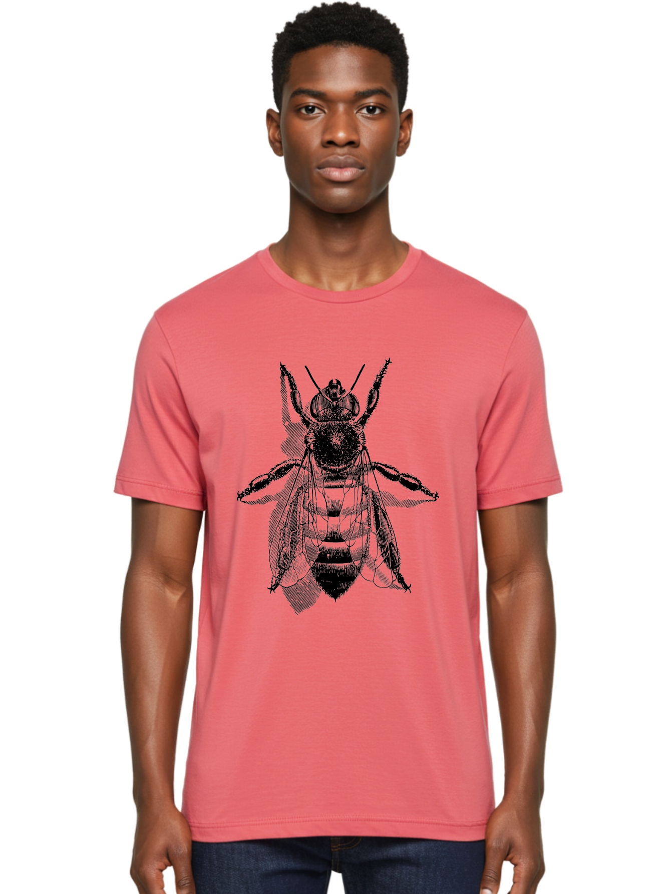 Bee-1 Men'S Graphic Tee, 100% Cotton, Comfortable Casual Summer Wear, Machine Washable, Honey Bee, Insect Anatomy, Detailed Illustration, Black And Green, Bee Species, Entomology Art, Wildlife Graphics, Nature Illustration, Detailed Drawing Aab498 6
