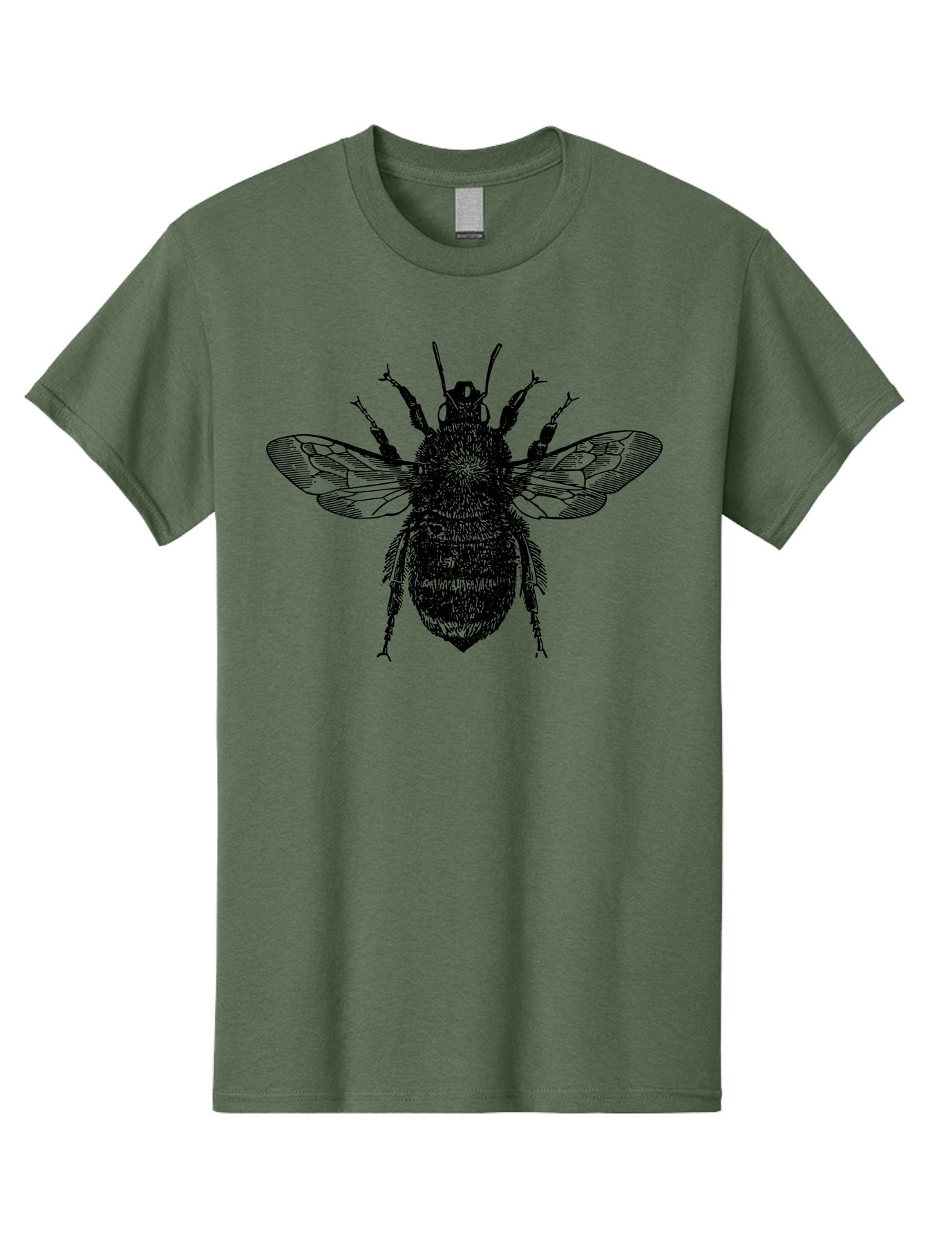 Bee-2 Men'S Graphic Tee, 100% Cotton, Comfortable Casual Summer Wear, Machine Washable, Black And Green Bee Illustration, Honey Bee, Insect Art, Detailed Drawing, Entomology, Wildlife Illustration Aab499
