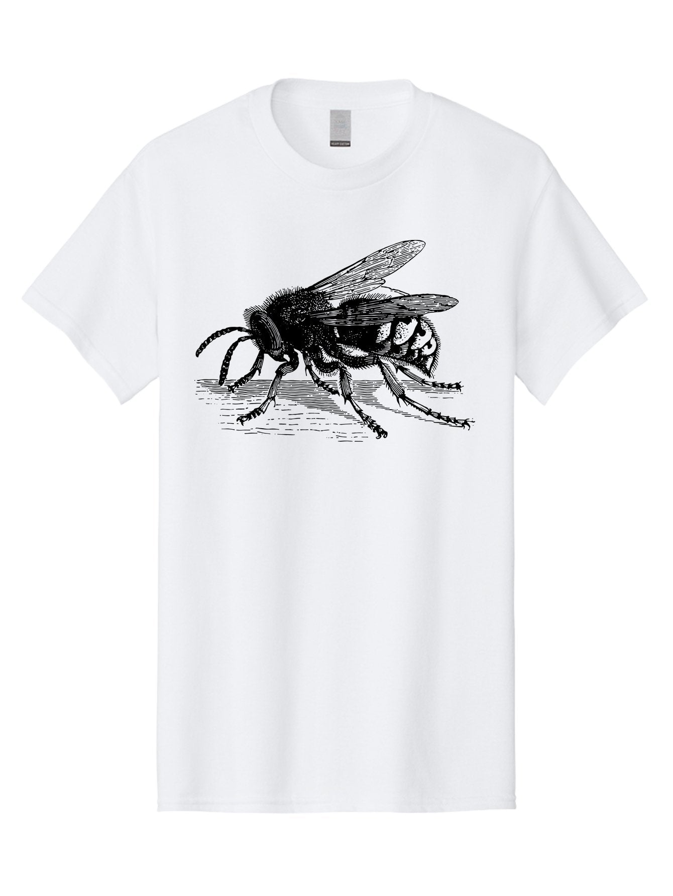 Bee-3 Men'S Graphic Tee, 100% Cotton, Comfortable Casual Summer Wear, Machine Washable, Black And White Bee Illustration, Insect Artwork, Detailed Drawing, Honey Bee, Wildlife Graphic, Vintage Style, Entomology Art, Aab500