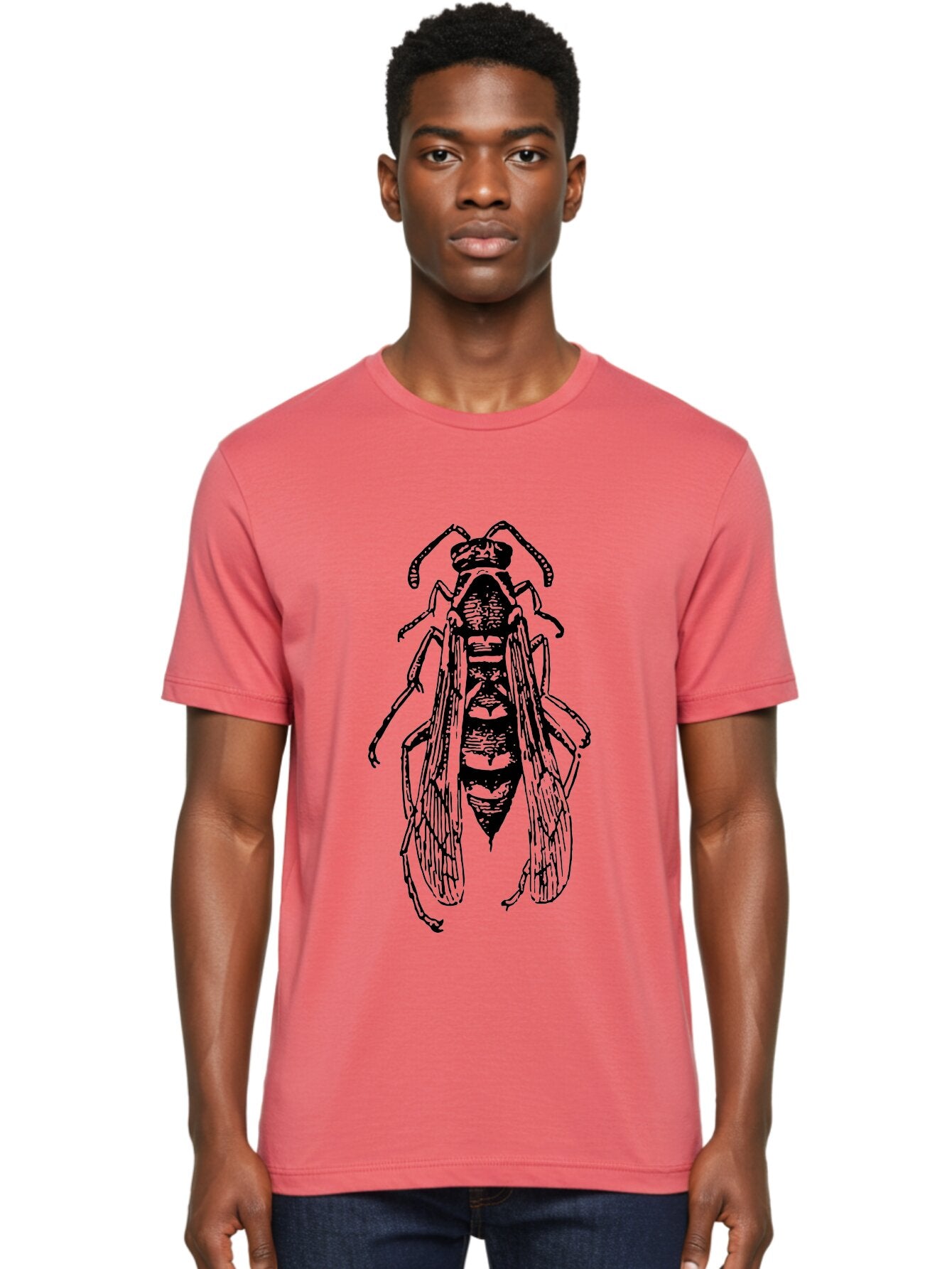 Bee-4 Men'S Graphic Tee, 100% Cotton, Comfortable Casual Summer Wear, Machine Washable, Black Wasp Illustration, Insect Drawing, Entomology Art, Wasp Anatomy, Wildlife Illustration, Graphic Design, Insect Wings, Abstract Art Aab501 24