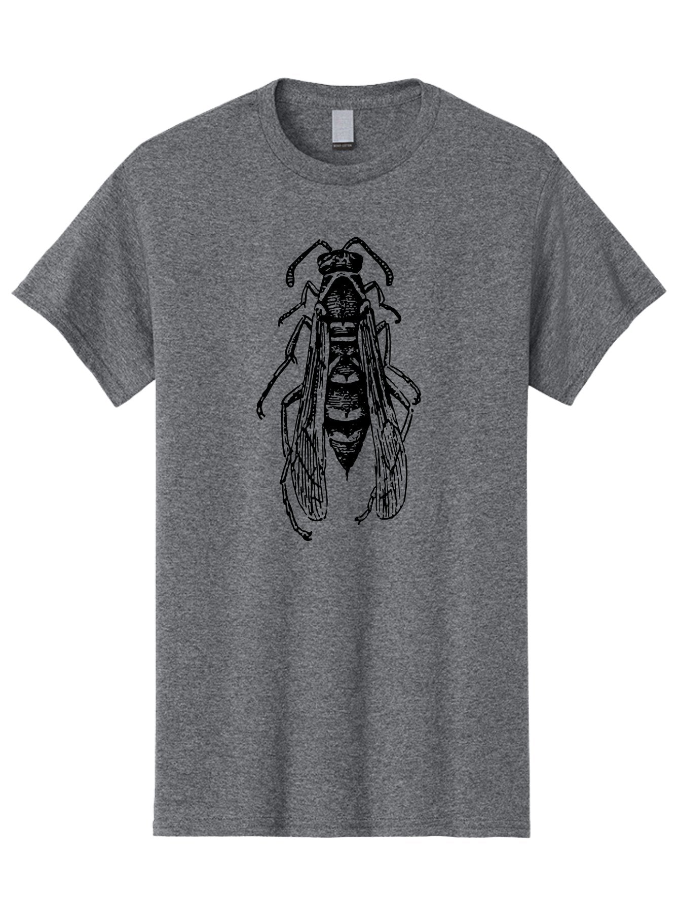 Bee-4 Men'S Graphic Tee, 100% Cotton, Comfortable Casual Summer Wear, Machine Washable, Black Wasp Illustration, Insect Drawing, Entomology Art, Wasp Anatomy, Wildlife Illustration, Graphic Design, Insect Wings, Abstract Art Aab501 13