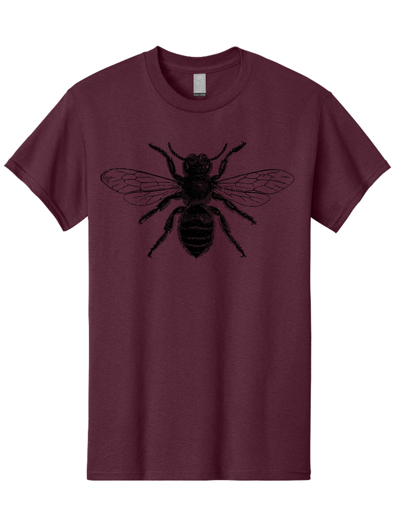 Bee-Illustration Men'S Graphic Tee, 100% Cotton, Comfortable Casual Summer Wear, Machine Washable, Bee With Striped Body, Black And White Illustration, Insect Art, Detailed Drawing, Winged Creature, Pollinator, Nature Graphic, Simple Design Aab502 5
