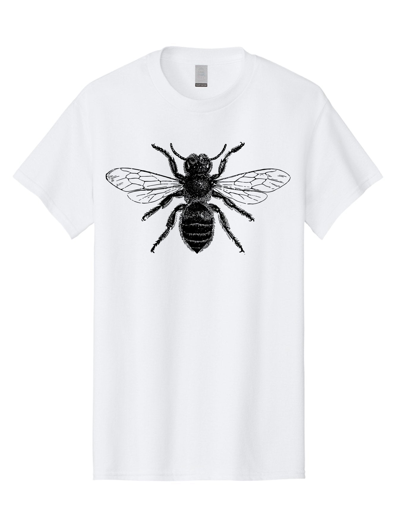 Bee-Illustration Men'S Graphic Tee, 100% Cotton, Comfortable Casual Summer Wear, Machine Washable, Bee With Striped Body, Black And White Illustration, Insect Art, Detailed Drawing, Winged Creature, Pollinator, Nature Graphic, Simple Design Aab502 3