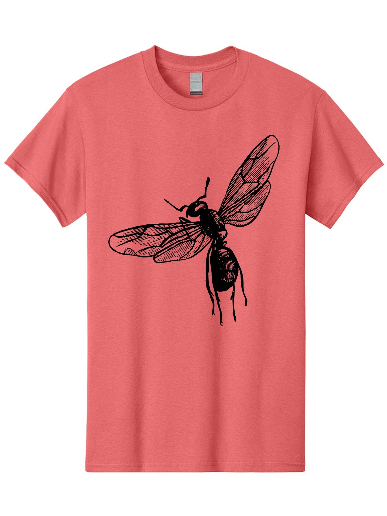 Bee Men'S Graphic Tee, 100% Cotton, Comfortable Casual Summer Wear, Machine Washable, Black Wasp In Flight, Insect Wings, Entomology Illustration, Detailed Drawing, Winged Creature, Insect Art Aab503 13