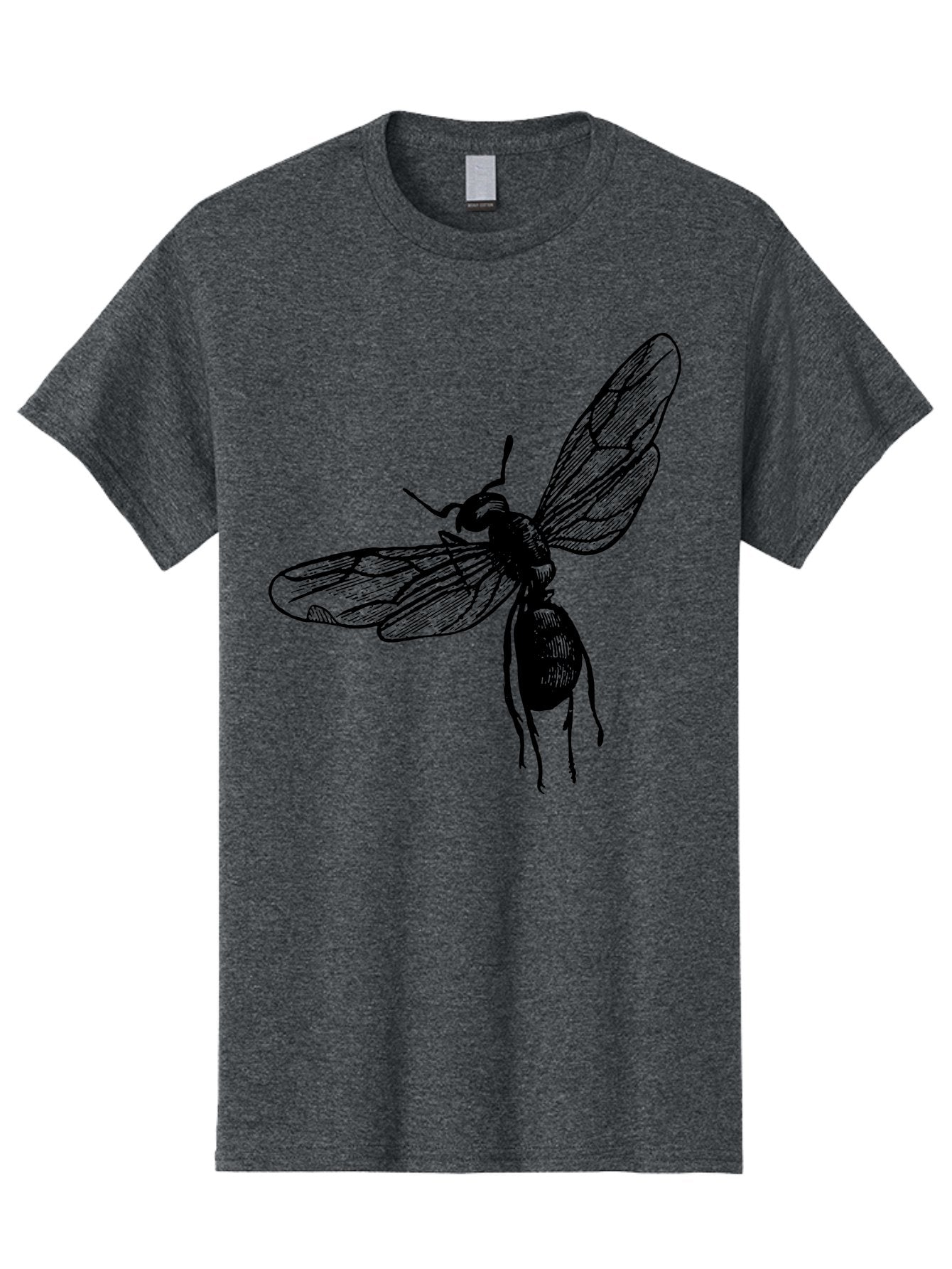 Bee Men'S Graphic Tee, 100% Cotton, Comfortable Casual Summer Wear, Machine Washable, Black Wasp In Flight, Insect Wings, Entomology Illustration, Detailed Drawing, Winged Creature, Insect Art Aab503 7