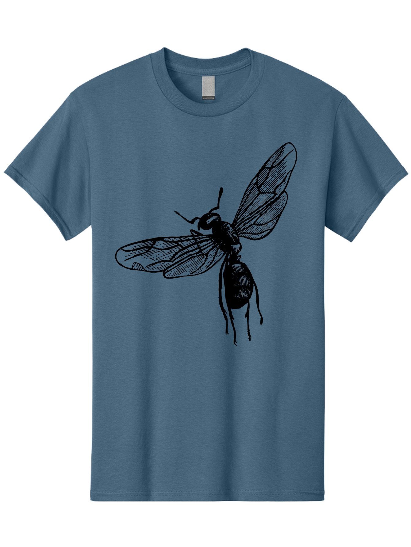 Bee Men'S Graphic Tee, 100% Cotton, Comfortable Casual Summer Wear, Machine Washable, Black Wasp In Flight, Insect Wings, Entomology Illustration, Detailed Drawing, Winged Creature, Insect Art Aab503 5