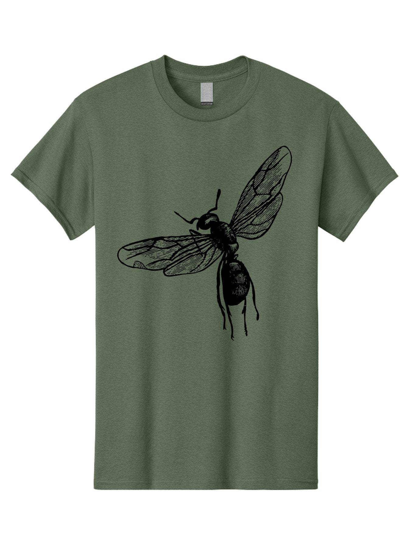 Bee Men'S Graphic Tee, 100% Cotton, Comfortable Casual Summer Wear, Machine Washable, Black Wasp In Flight, Insect Wings, Entomology Illustration, Detailed Drawing, Winged Creature, Insect Art Aab503 8