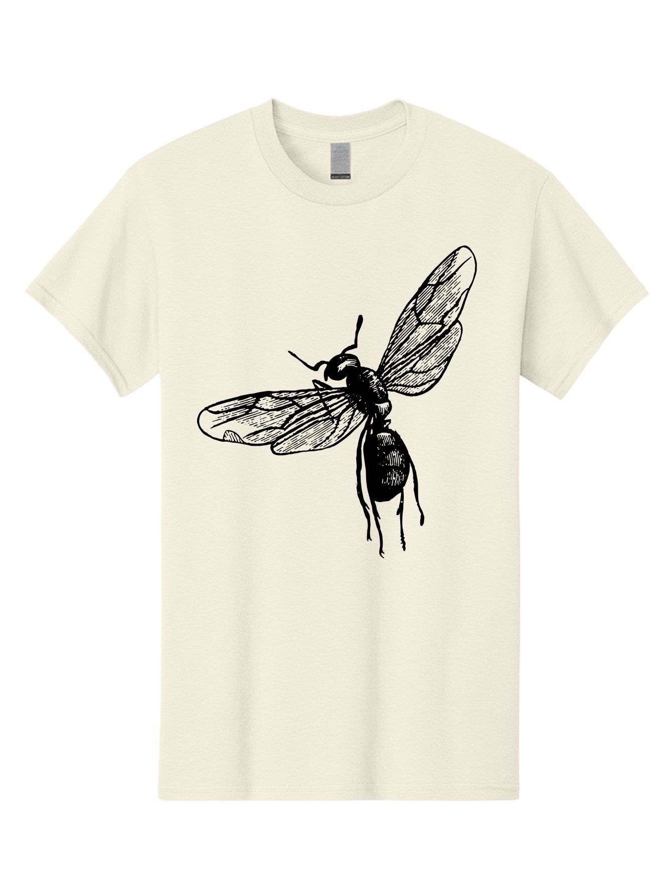 Bee Men'S Graphic Tee, 100% Cotton, Comfortable Casual Summer Wear, Machine Washable, Black Wasp In Flight, Insect Wings, Entomology Illustration, Detailed Drawing, Winged Creature, Insect Art Aab503 12