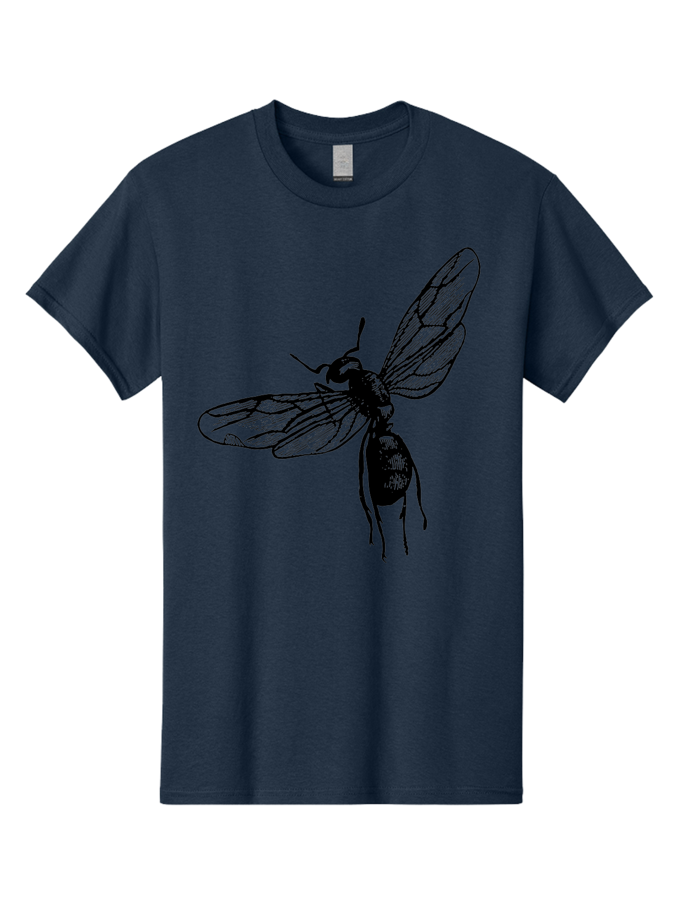Bee Men'S Graphic Tee, 100% Cotton, Comfortable Casual Summer Wear, Machine Washable, Black Wasp In Flight, Insect Wings, Entomology Illustration, Detailed Drawing, Winged Creature, Insect Art Aab503 19