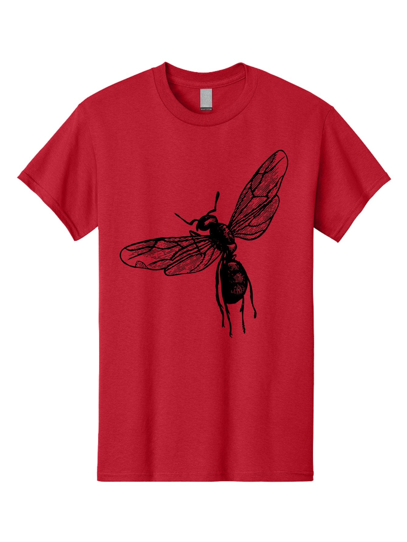 Bee Men'S Graphic Tee, 100% Cotton, Comfortable Casual Summer Wear, Machine Washable, Black Wasp In Flight, Insect Wings, Entomology Illustration, Detailed Drawing, Winged Creature, Insect Art Aab503 10