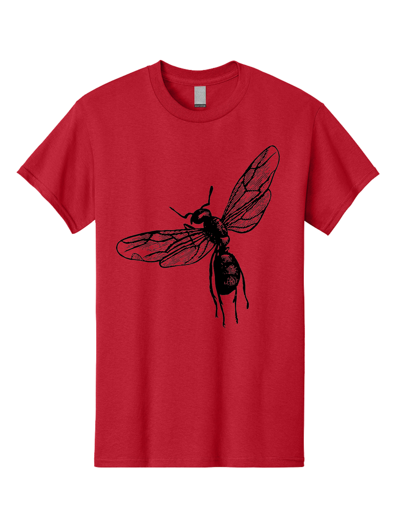 Bee Men'S Graphic Tee, 100% Cotton, Comfortable Casual Summer Wear, Machine Washable, Black Wasp In Flight, Insect Wings, Entomology Illustration, Detailed Drawing, Winged Creature, Insect Art Aab503 23