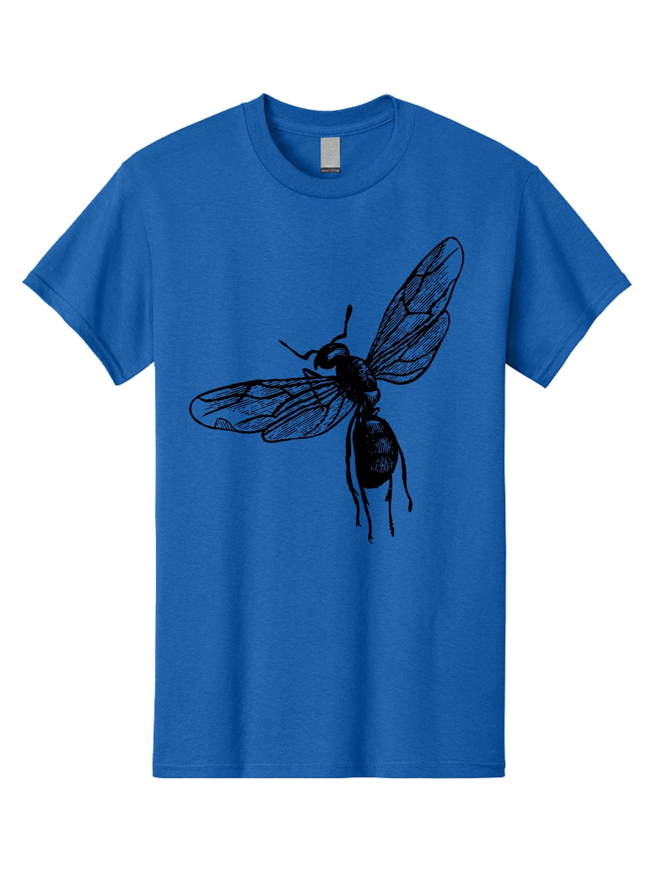 Bee Men'S Graphic Tee, 100% Cotton, Comfortable Casual Summer Wear, Machine Washable, Black Wasp In Flight, Insect Wings, Entomology Illustration, Detailed Drawing, Winged Creature, Insect Art Aab503 4