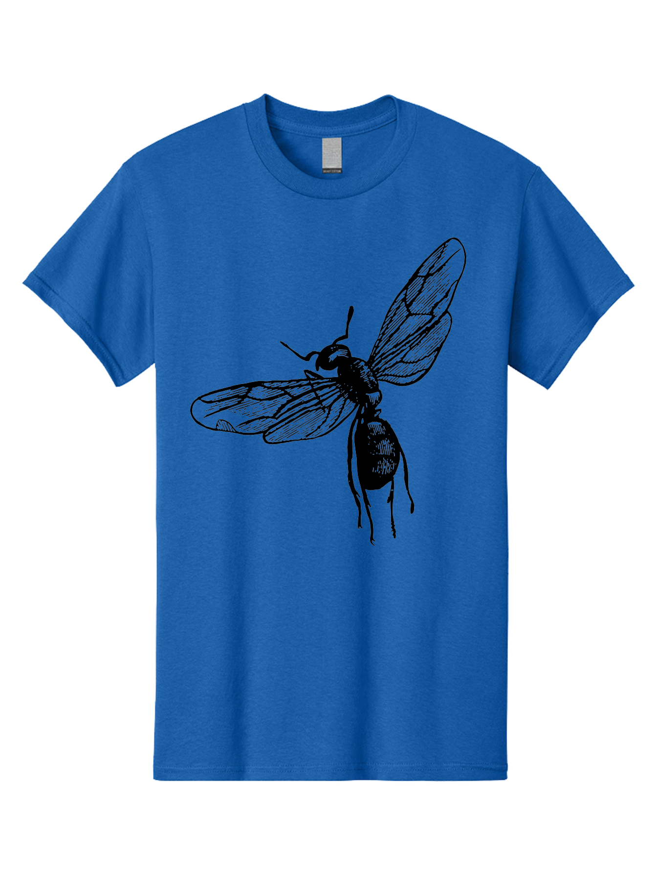 Bee Men'S Graphic Tee, 100% Cotton, Comfortable Casual Summer Wear, Machine Washable, Black Wasp In Flight, Insect Wings, Entomology Illustration, Detailed Drawing, Winged Creature, Insect Art Aab503 25