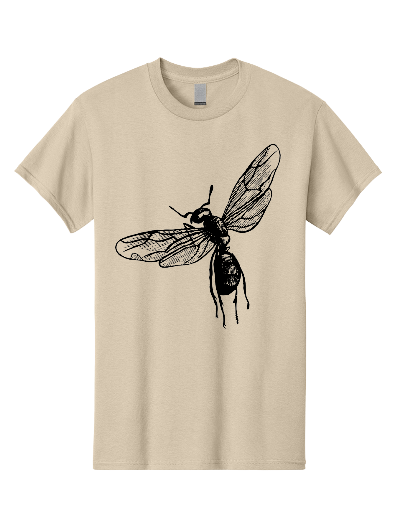Bee Men'S Graphic Tee, 100% Cotton, Comfortable Casual Summer Wear, Machine Washable, Black Wasp In Flight, Insect Wings, Entomology Illustration, Detailed Drawing, Winged Creature, Insect Art Aab503 27